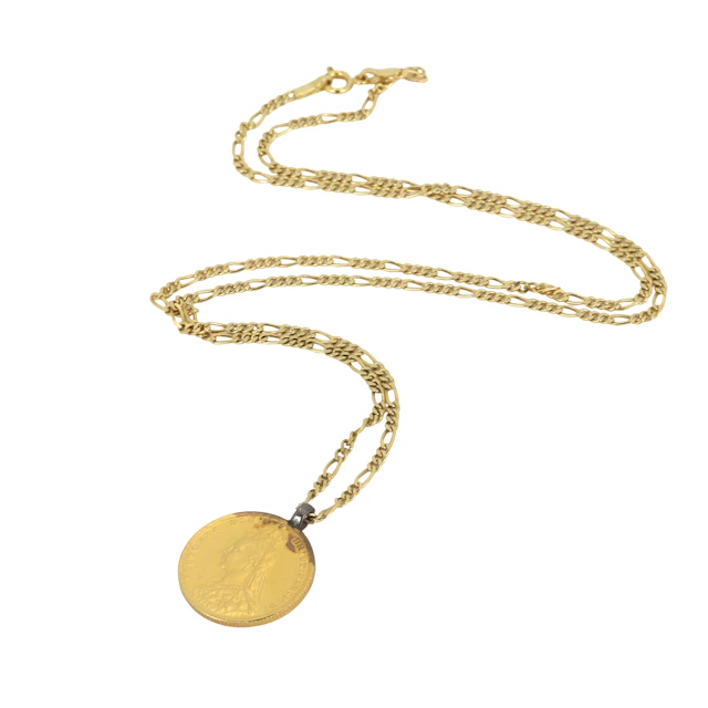 22CT GOLD COIN PENDANT ON CHAIN.
