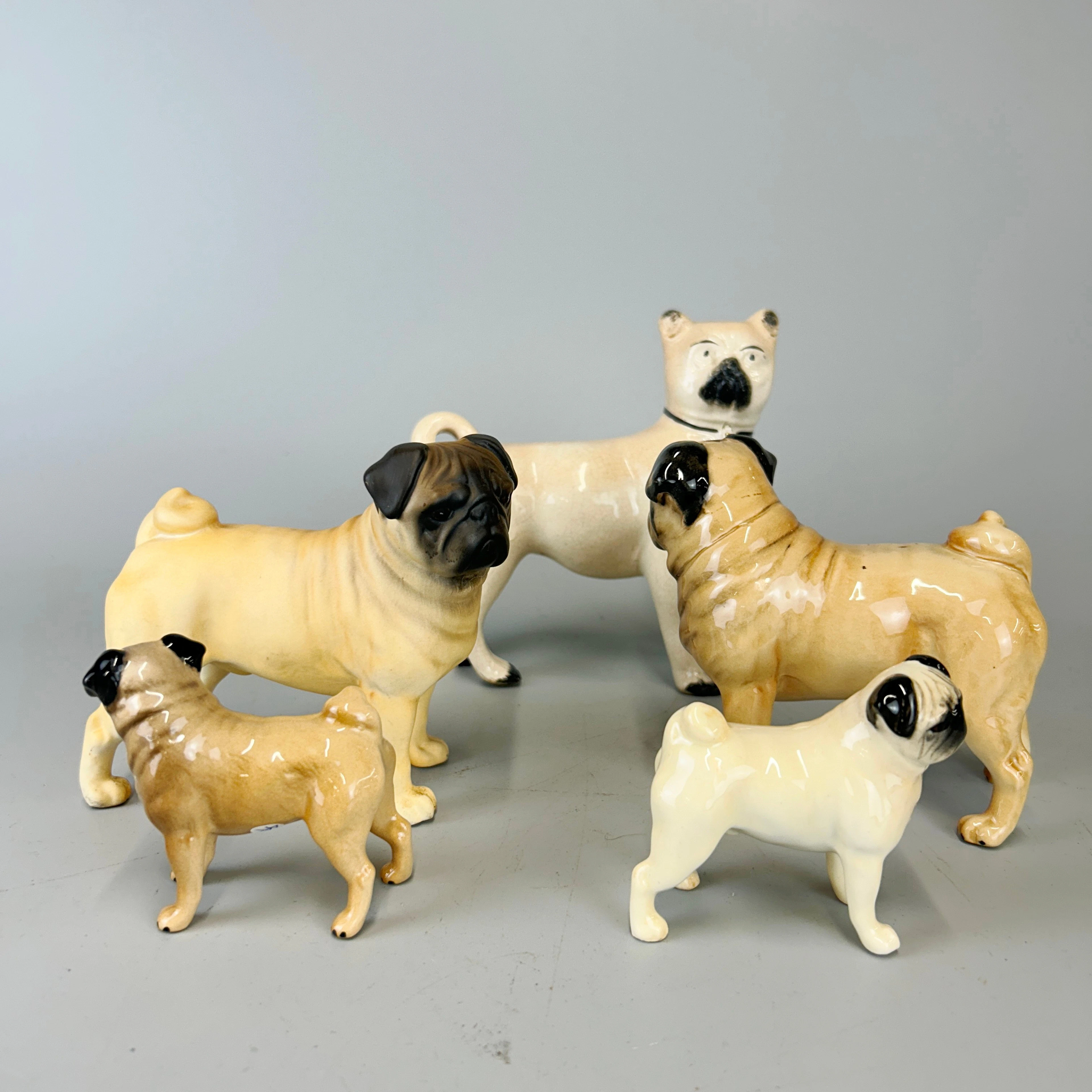 FOUR BESWICK DOGS AND ONE OTHER.