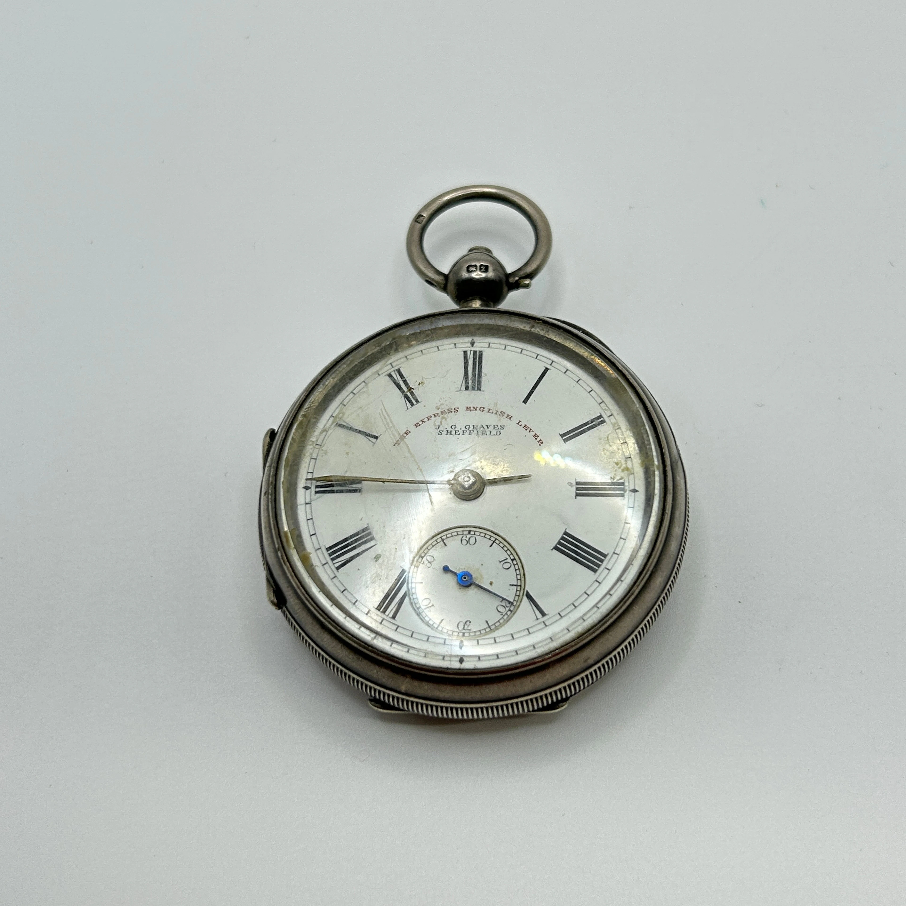H M SILVER ENGLISH LEVER POCKET WATCH.