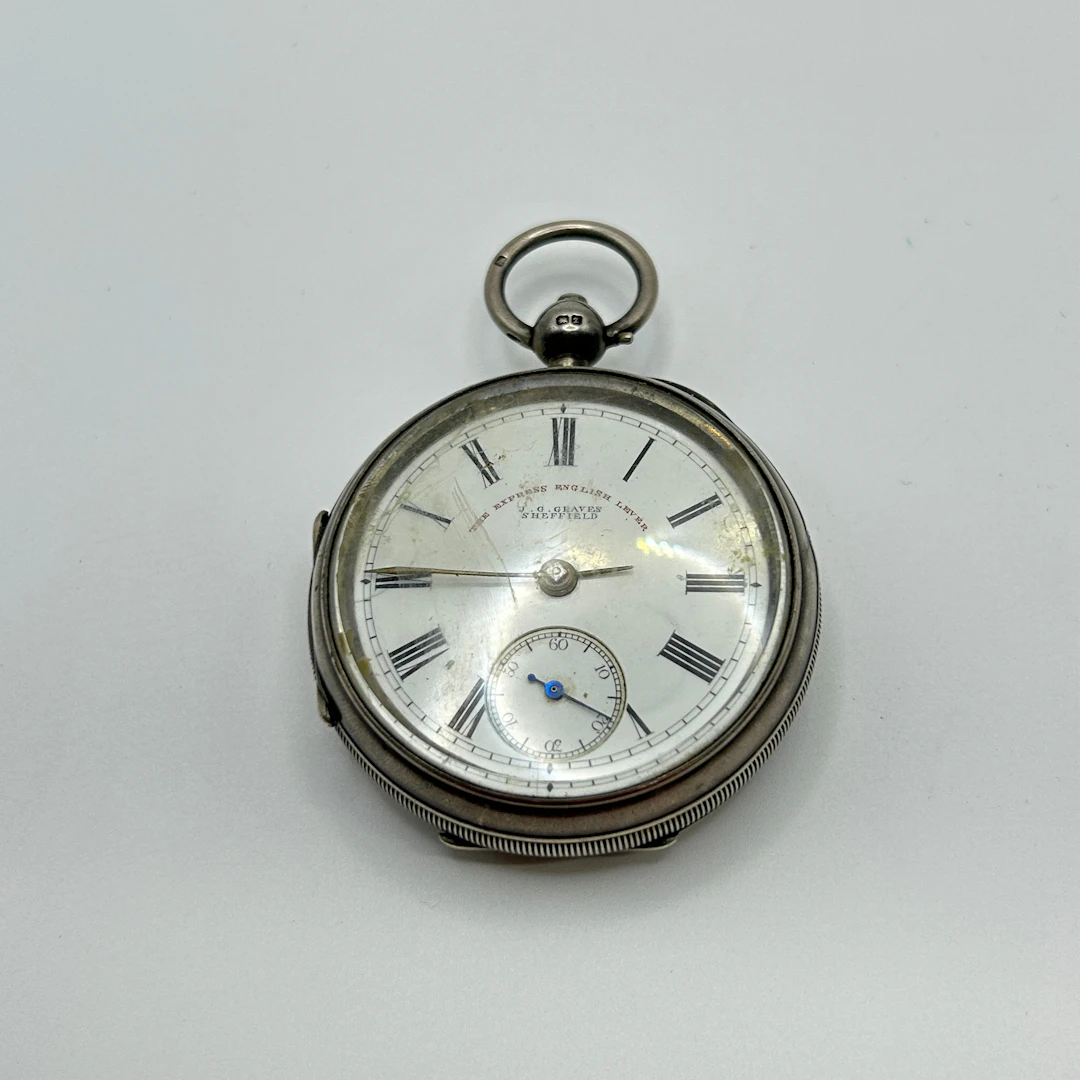 H M SILVER ENGLISH LEVER POCKET WATCH.