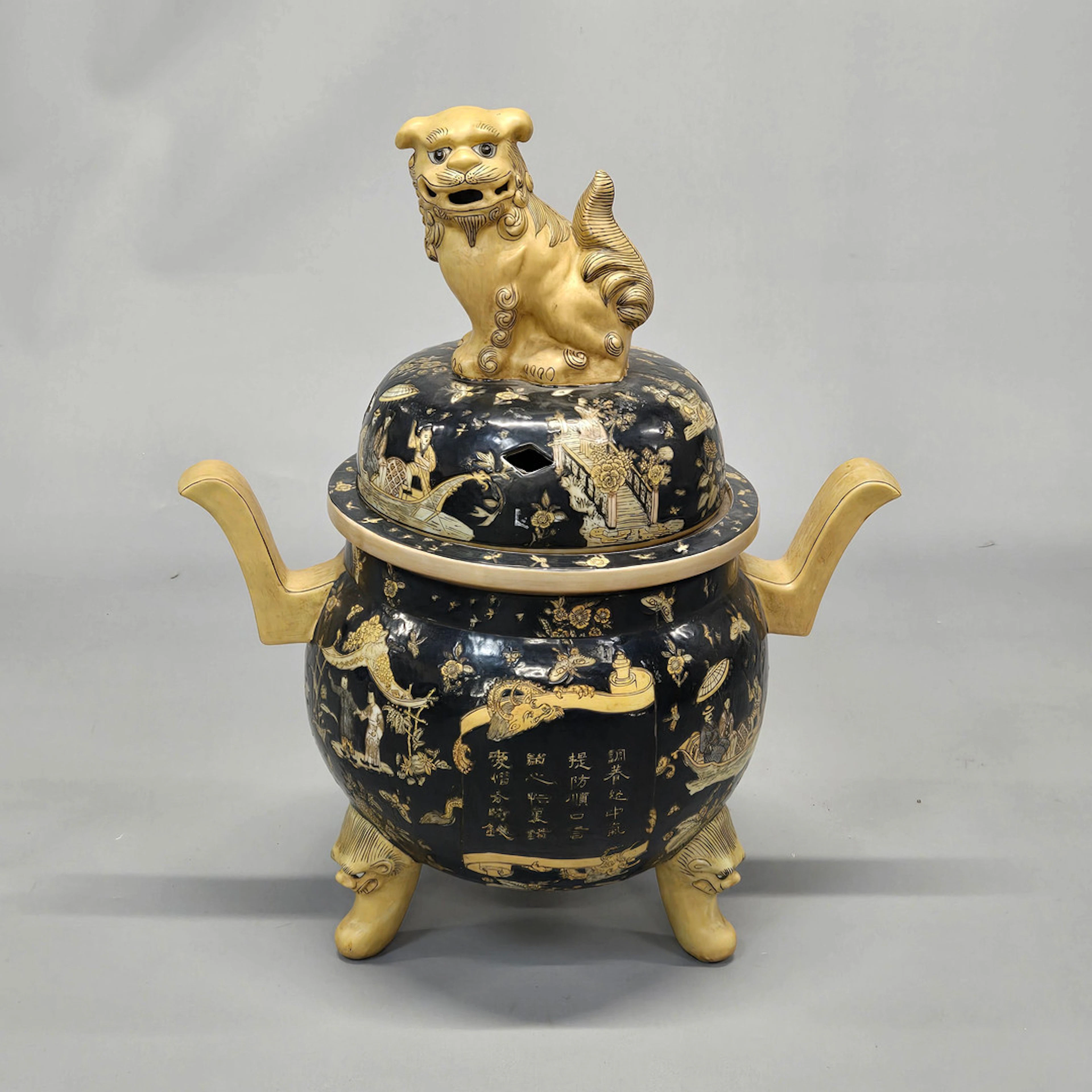 LARGE JAPANESE HAND ENAMELLED CENSER.