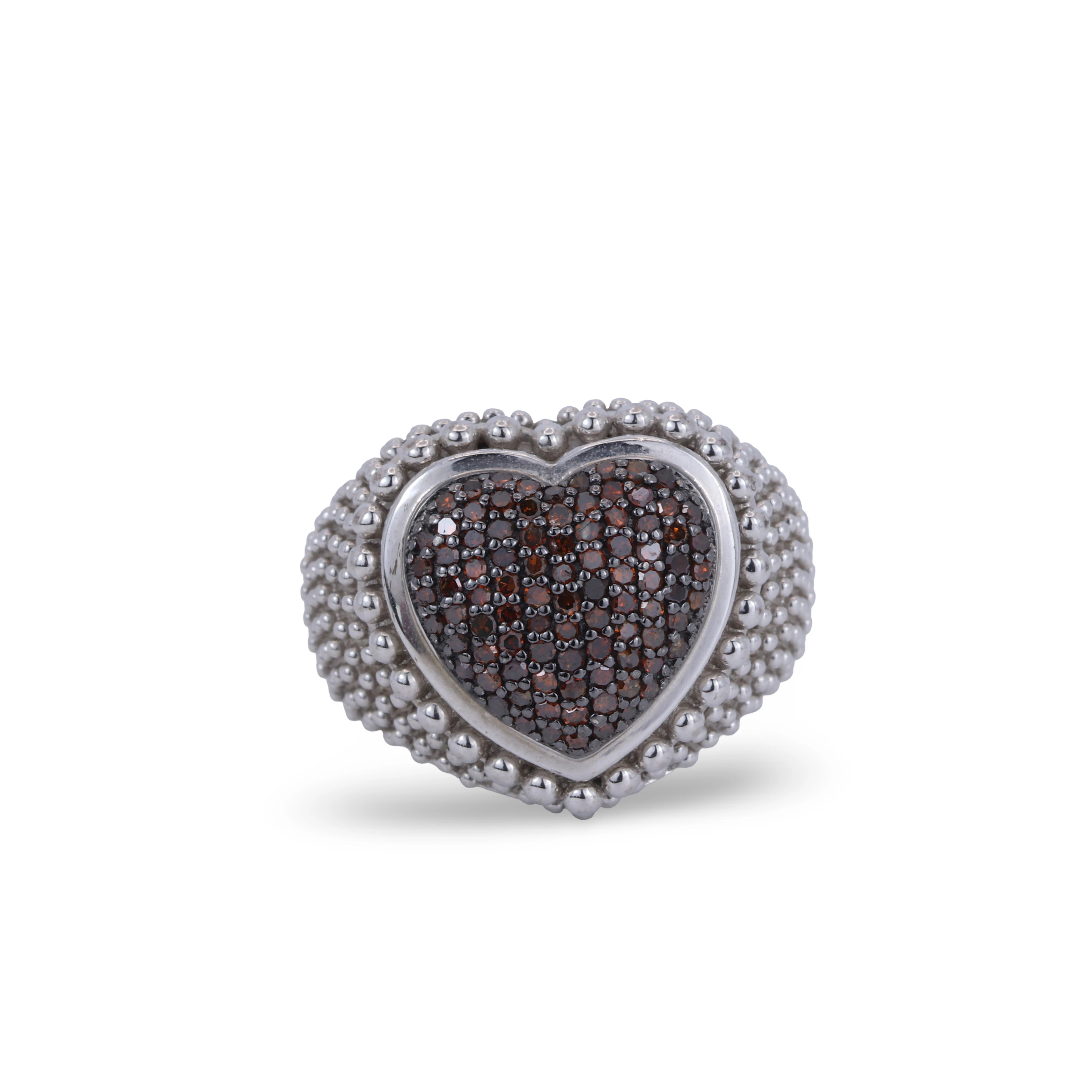 RED DIAMOND SILVER RING.