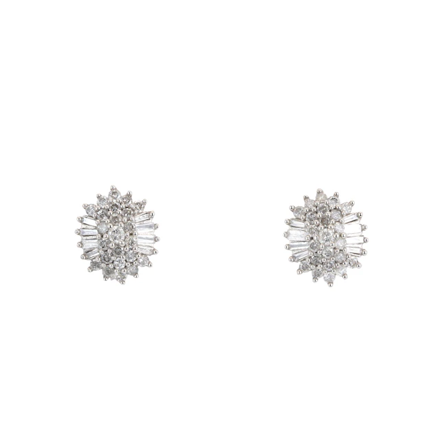 9CT GOLD DIAMOND EARRINGS.