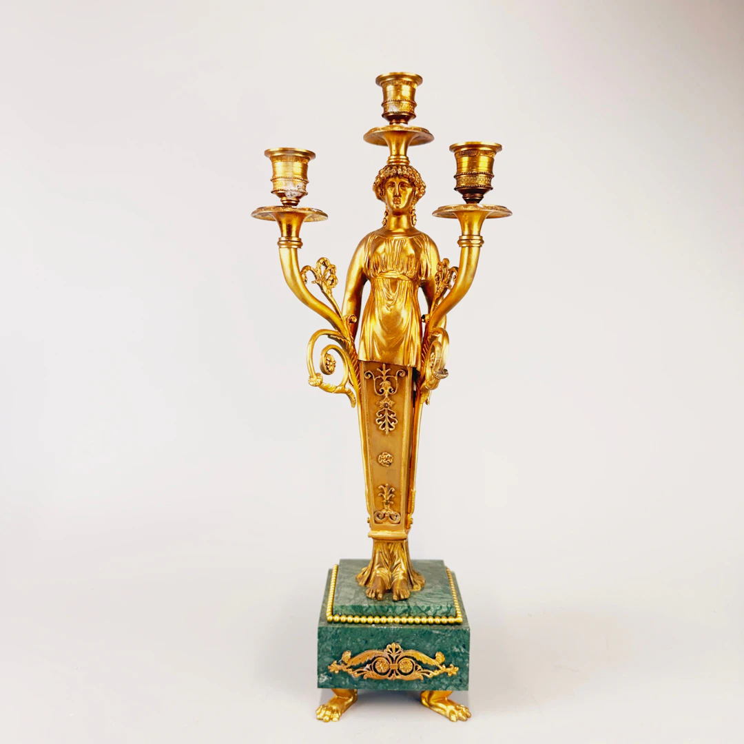 GILT BRONZE CANDELABRUM.