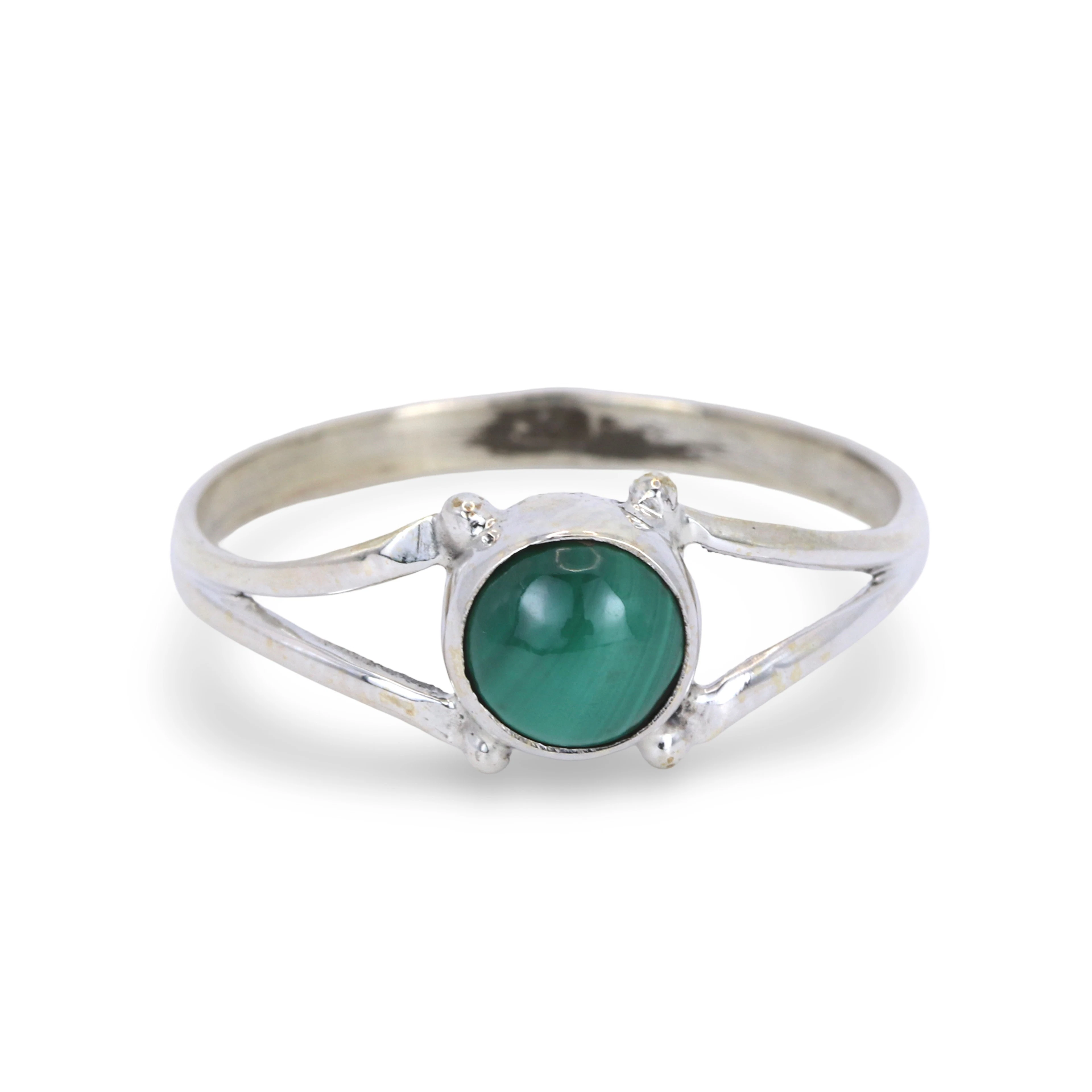 MALACHITE SILVER RING.