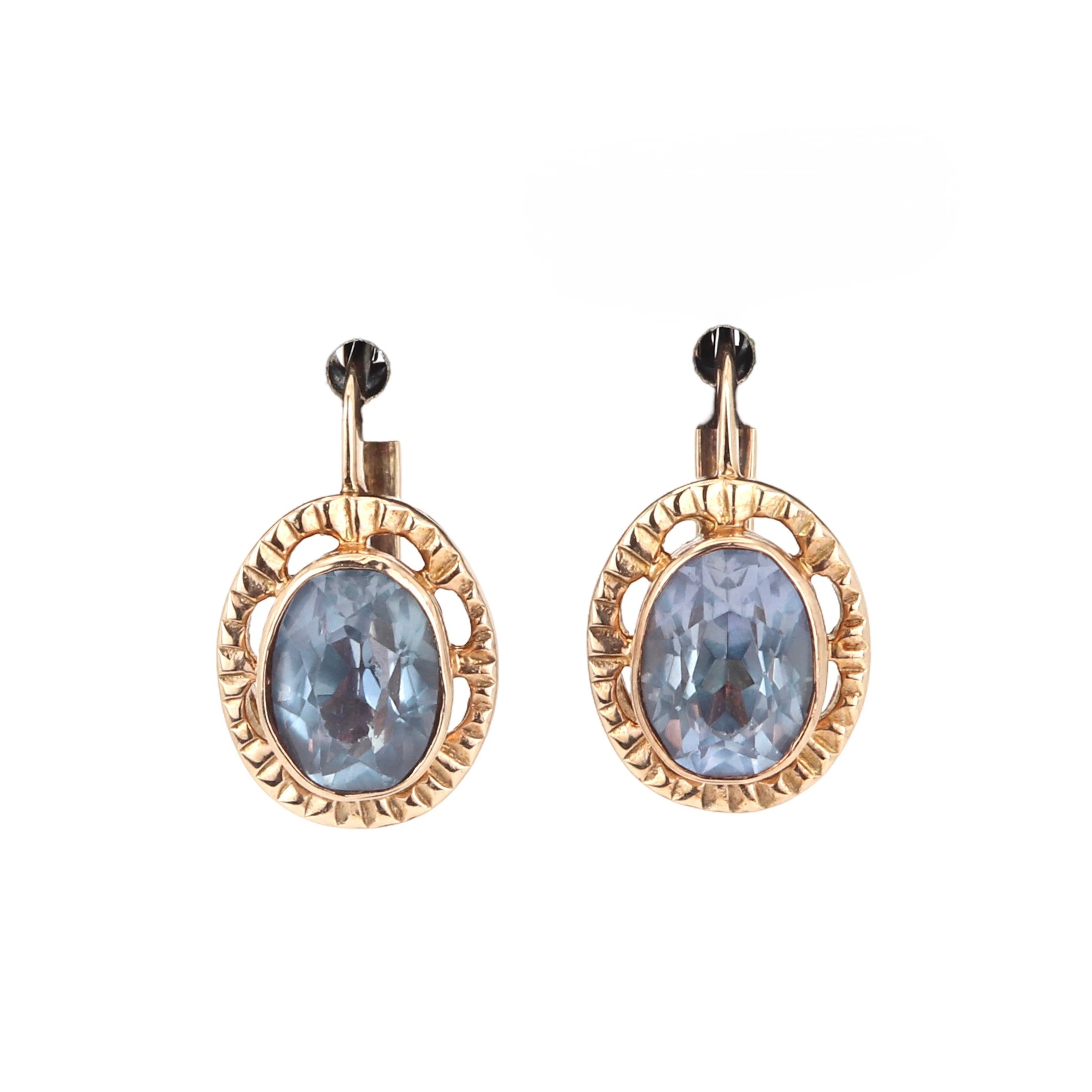14CT ROSE GOLD SAPPHIRE EARRINGS.