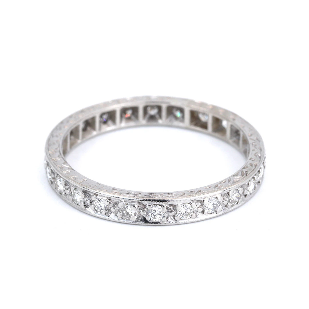 PALLADIUM DIAMOND ETERNITY RING.