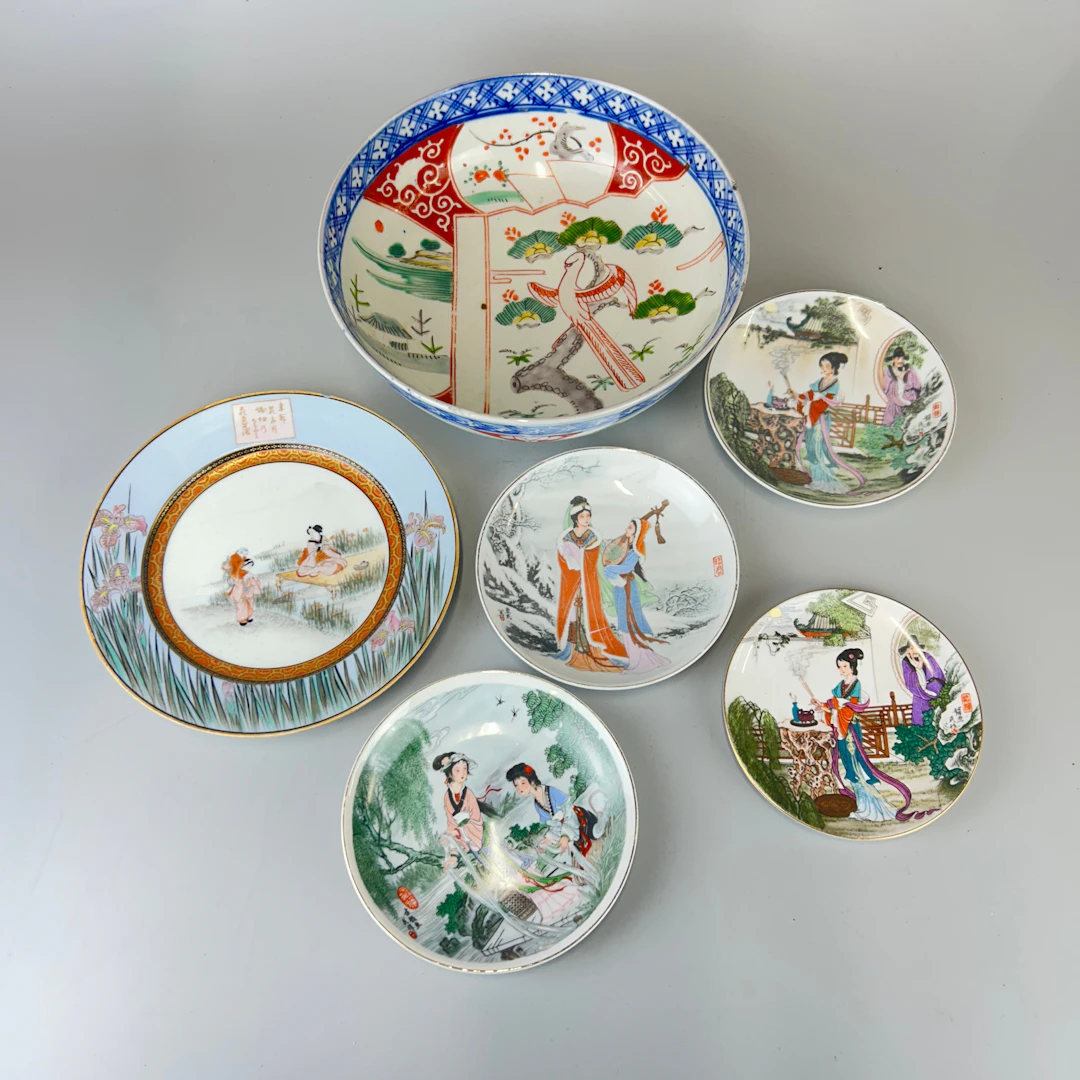 JAPANESE IMARI BOWL & OTHER PLATES.