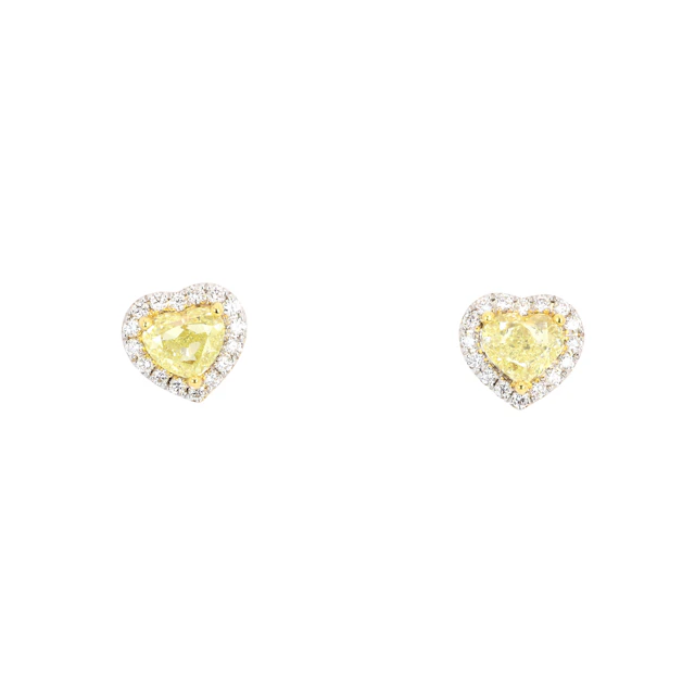 18CT 2.04 CENTRE YELLOW DIA STUD EARRINGS.