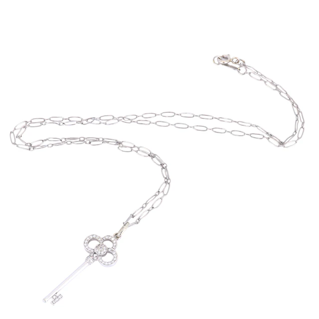 18CT DIAMOND PENDANT & CHAIN.