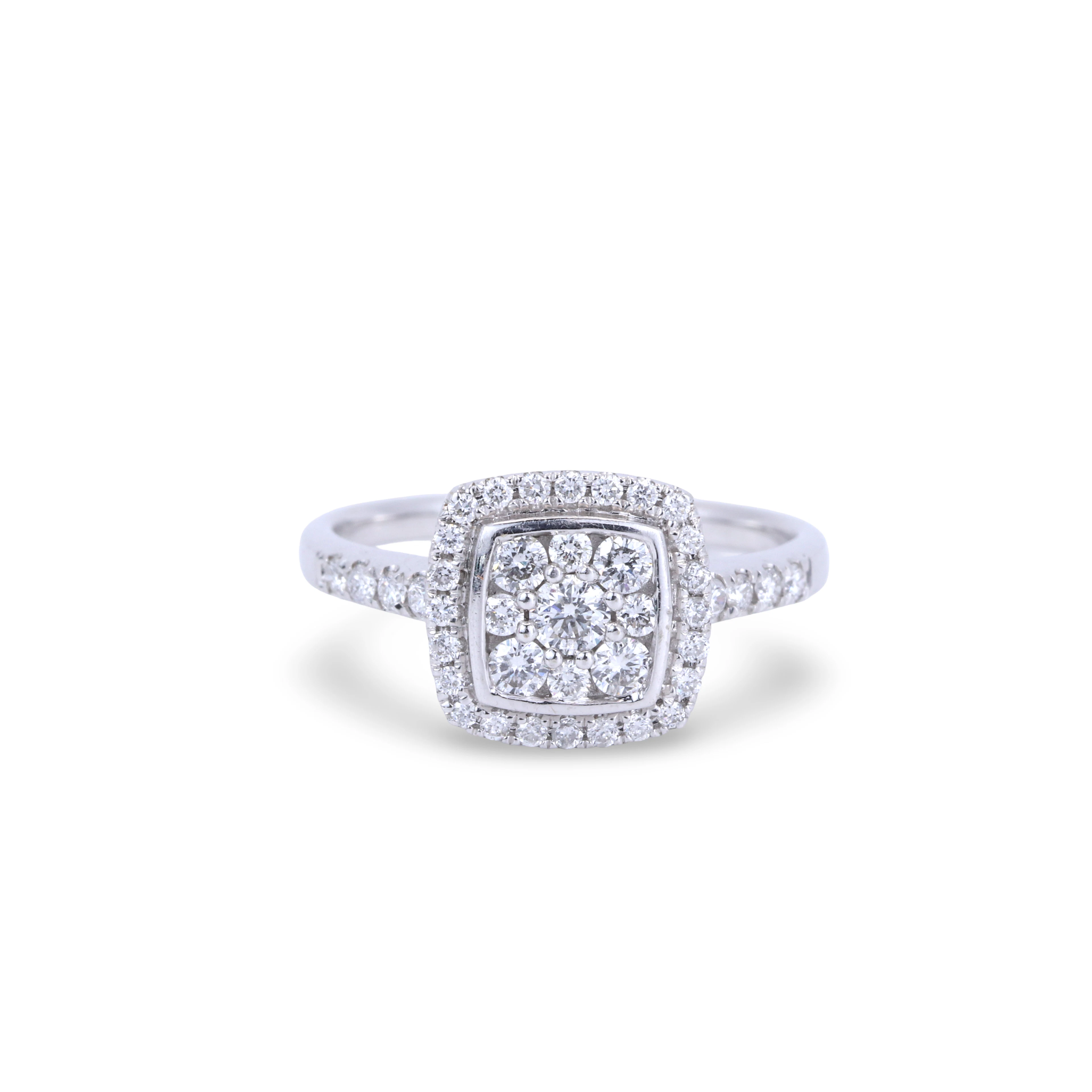 9CT GOLD DIAMOND SET RING.