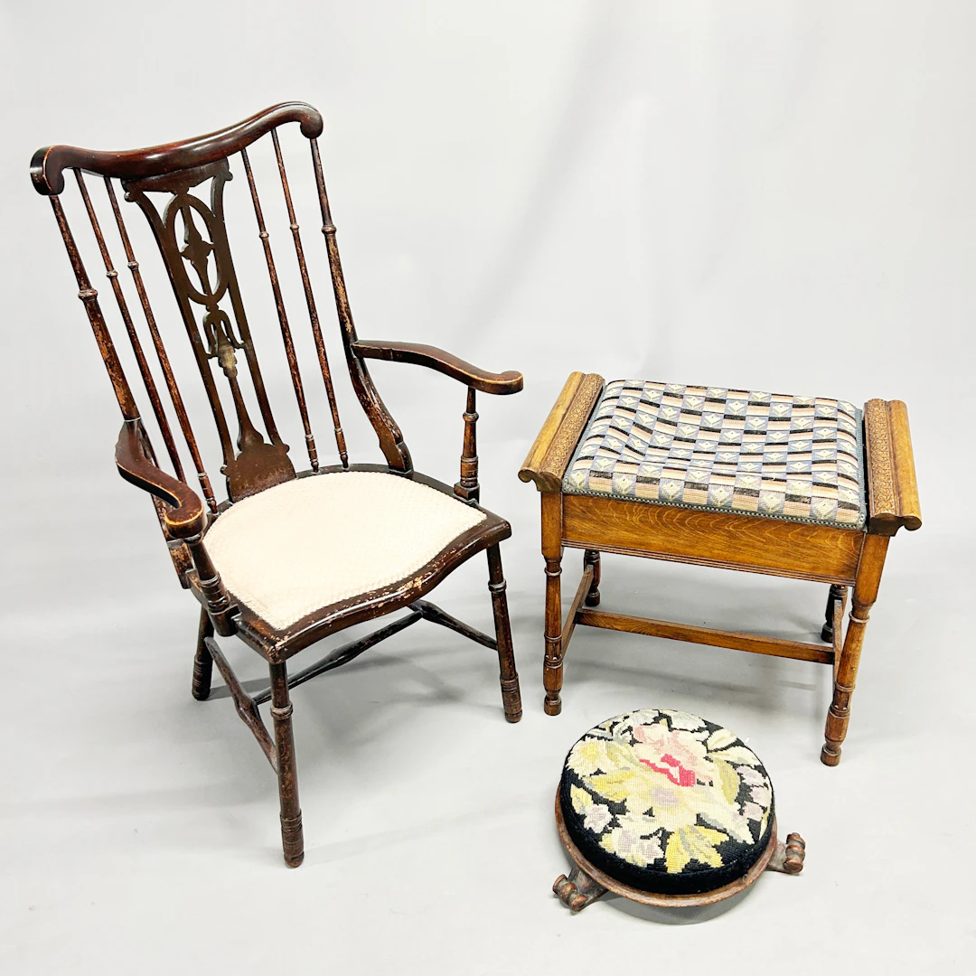 EDWARDIAN ARMCHAIR ETC.
