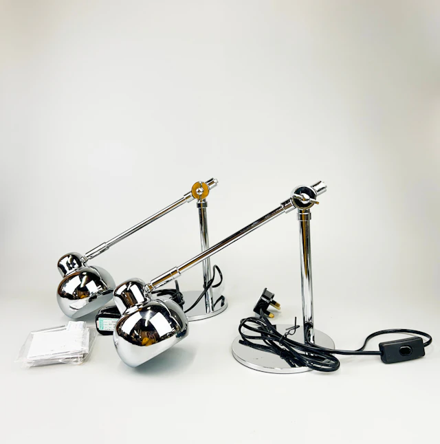 CHROME DESK LAMPS.