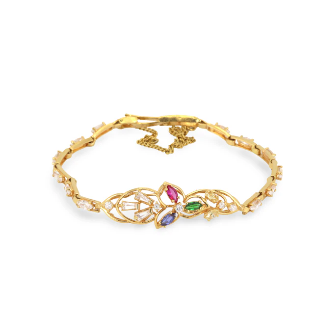 22CT GOLD GEMSTONE BRACELET.