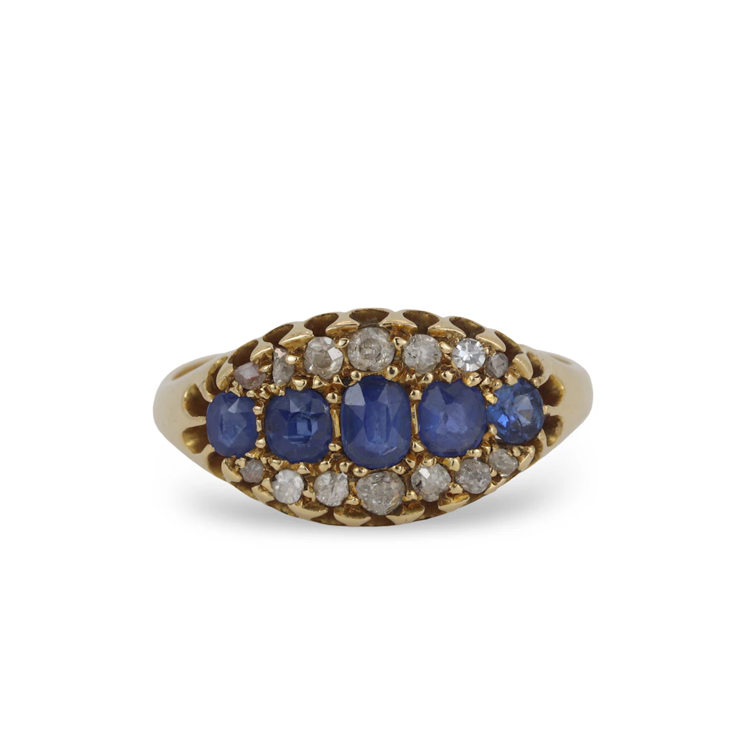 ANTIQUE SAPPHIRE AND DIA RING.