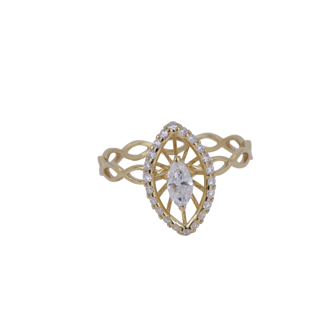 9CT GOLD LAB DIAMOND RING.