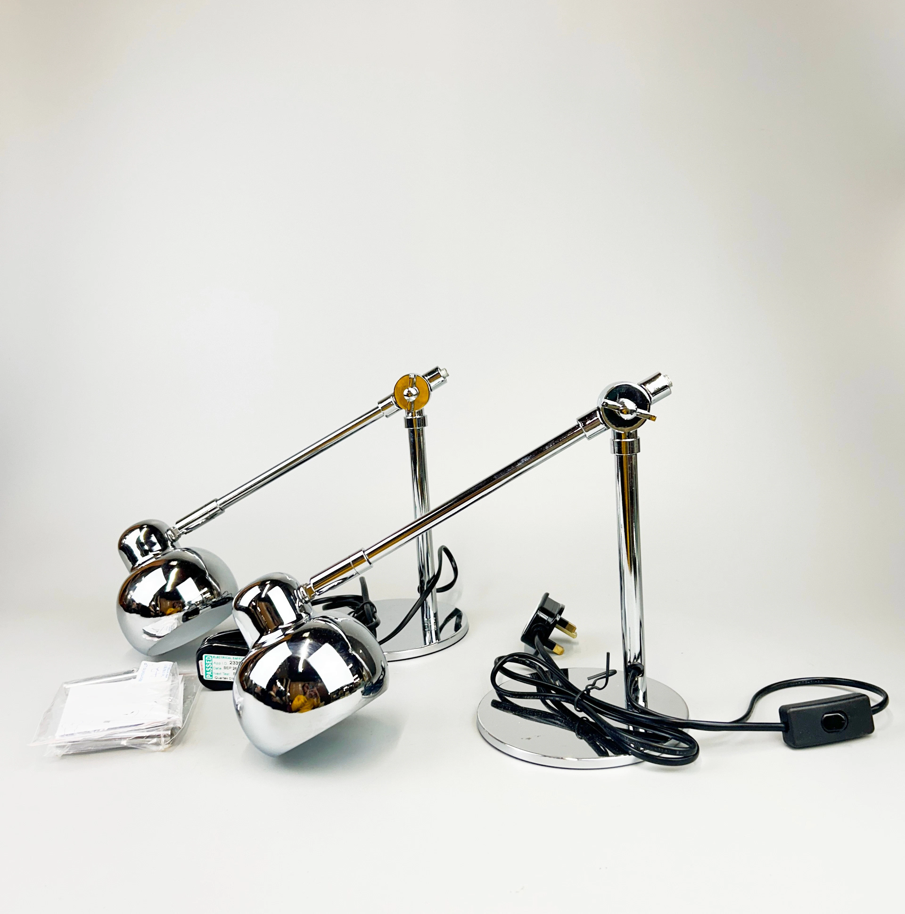 CHROME DESK LAMPS.