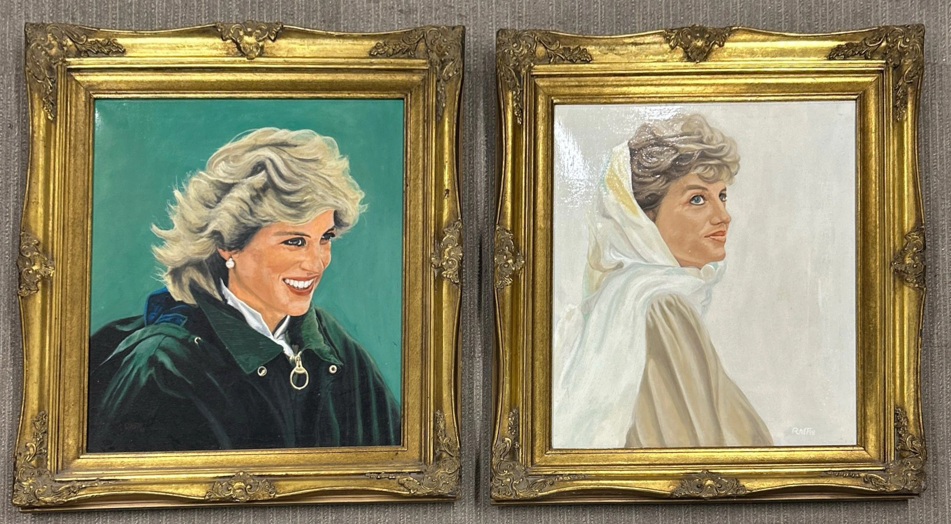 ROBIN MCTIGUE. TWO PRINCESS DIANA OILS ON CANVAS.