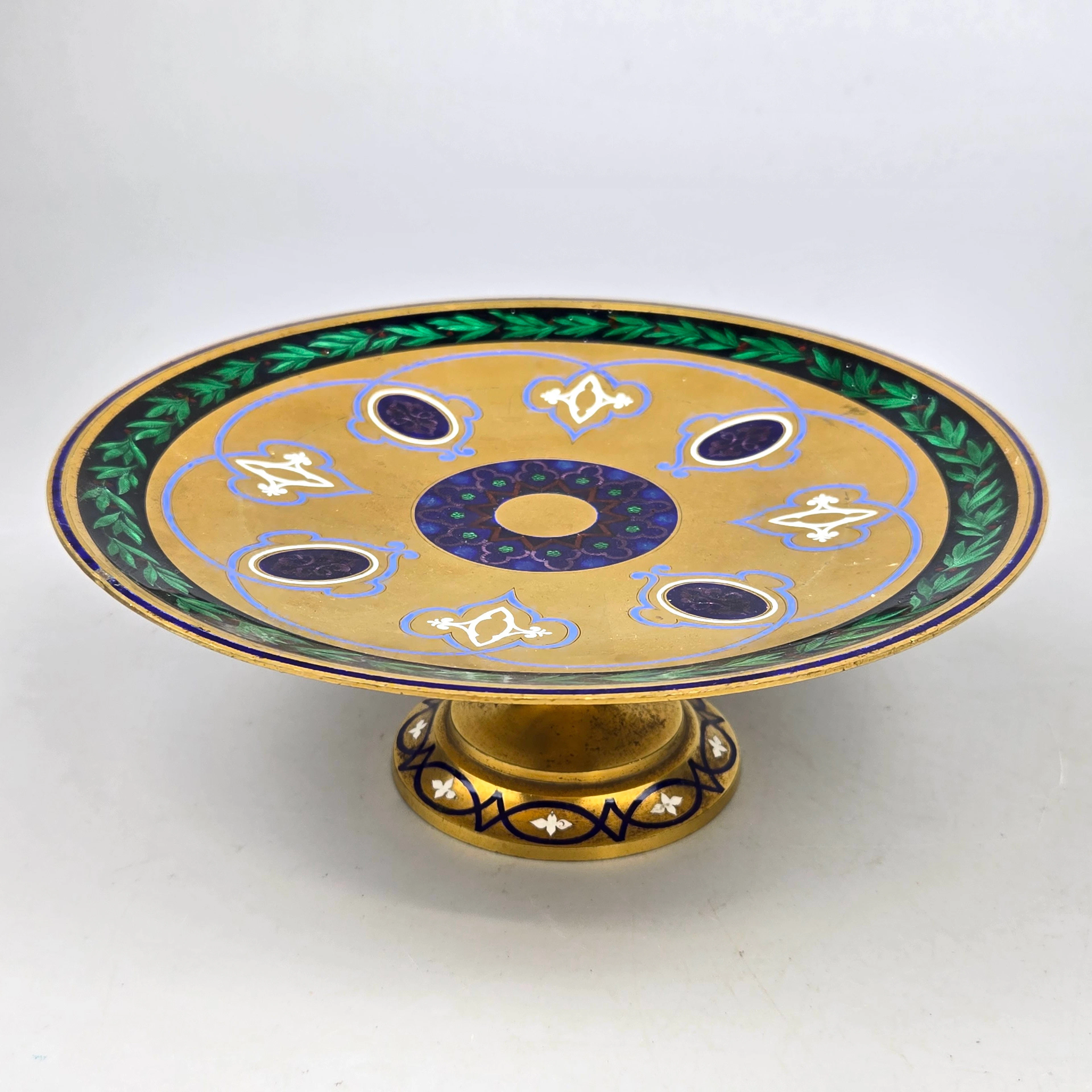 19THC CHAMPLEVE ENAMELLED TAZZA.