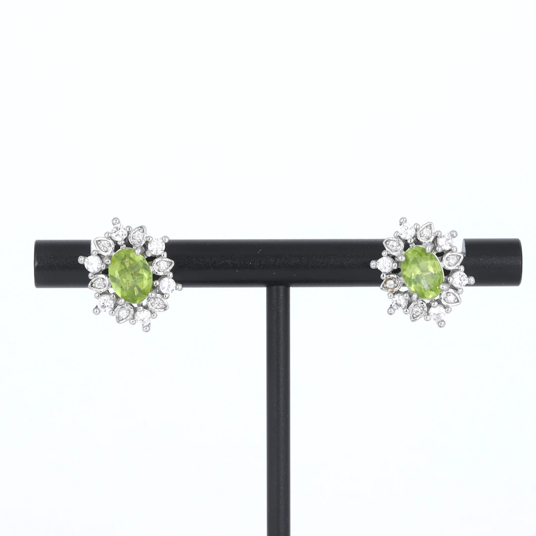SILVER PERIDOT & ZIRCONIA STUDS.
