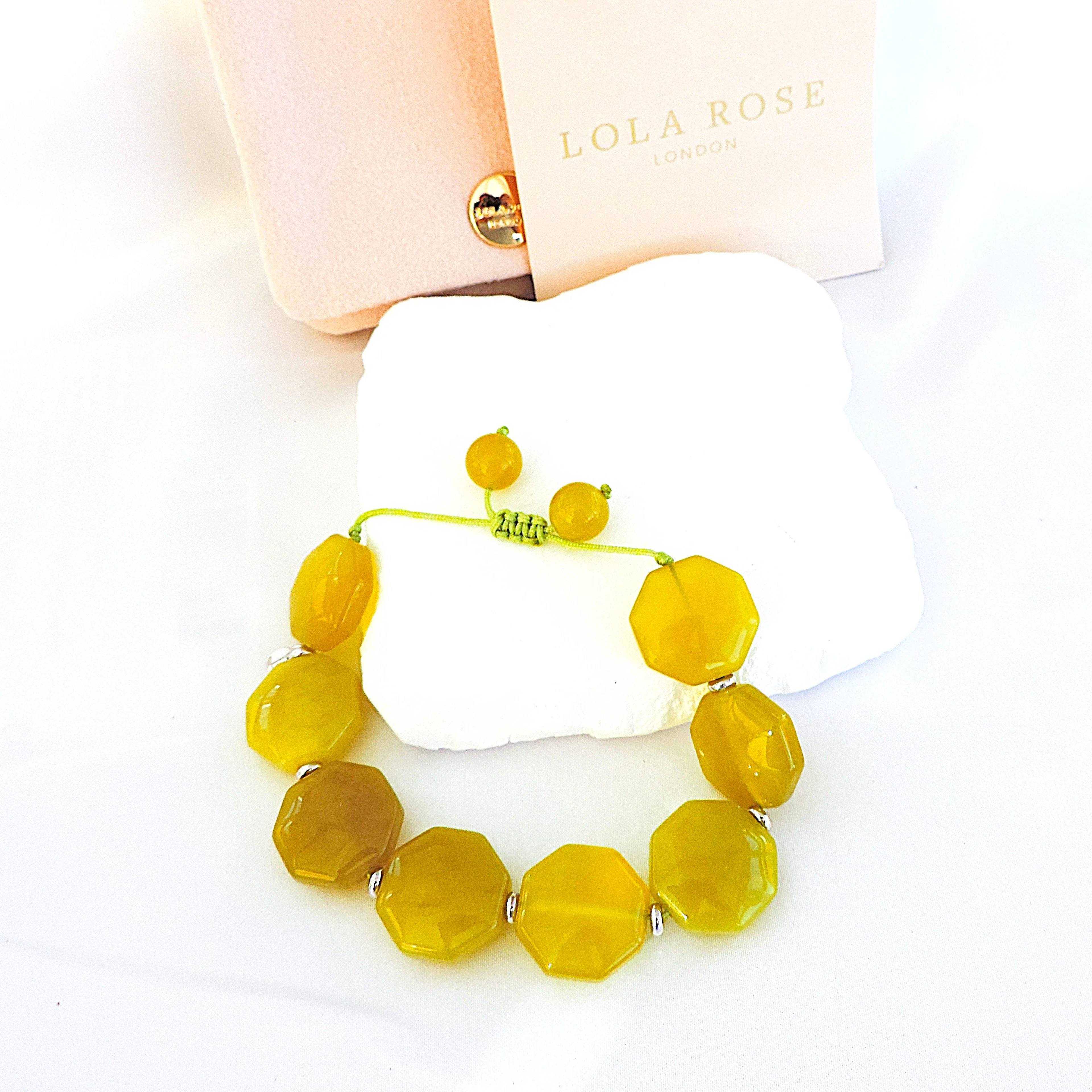 LOLA ROSE LONDON MUSTARD AGATE GEMSTONE BRACELET.