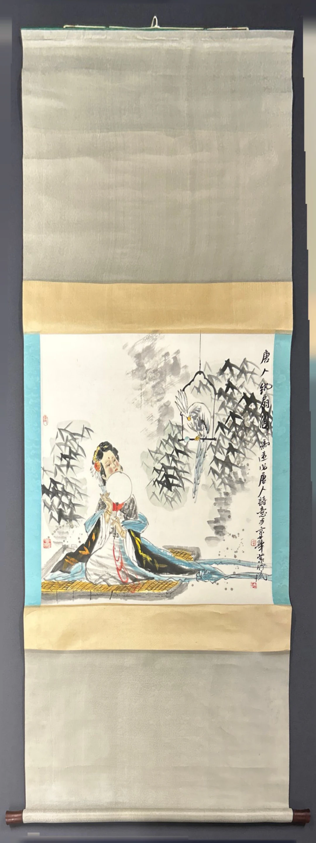 CHINESE SILK MOUNTED SCROLL.