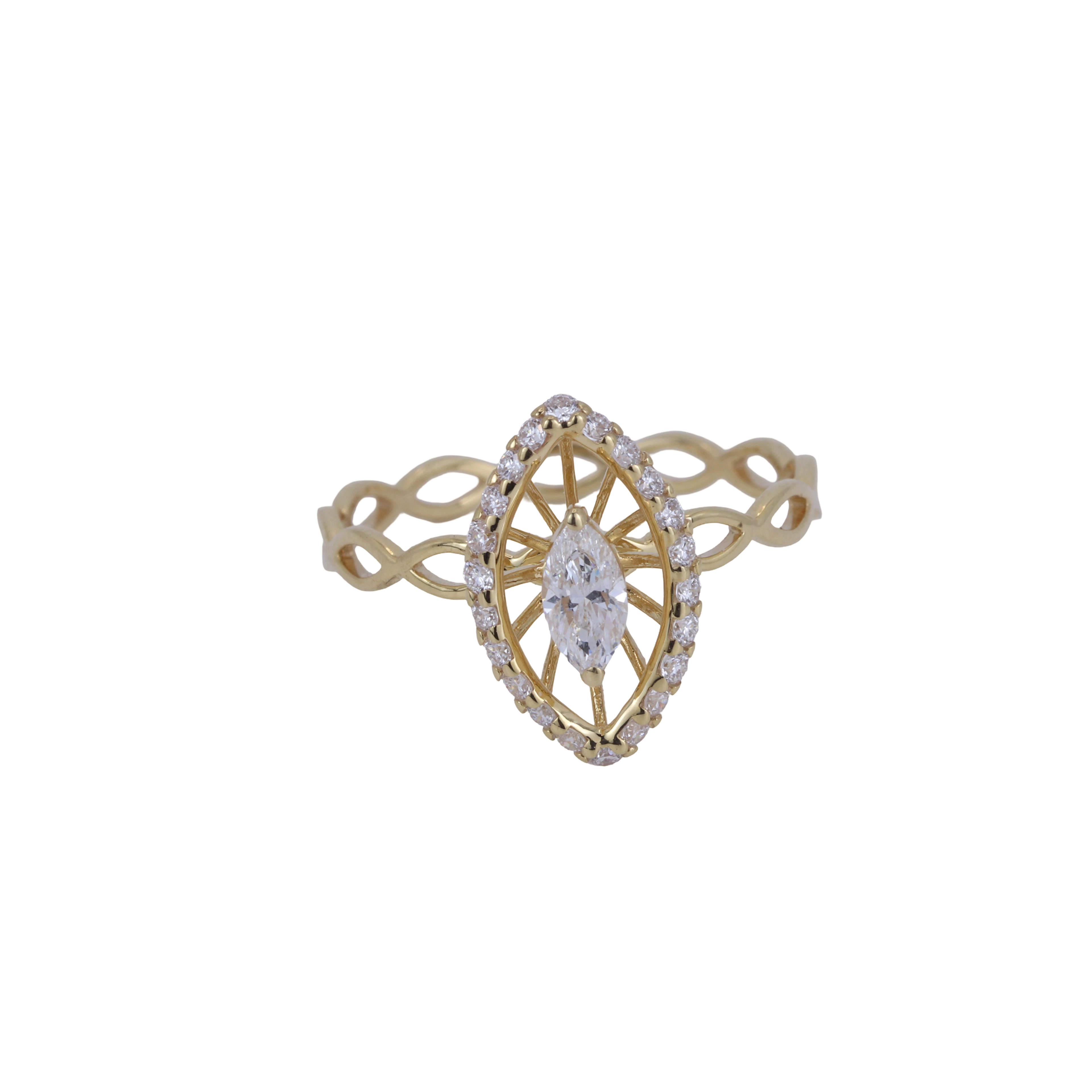 9CT GOLD LAB DIAMOND RING.
