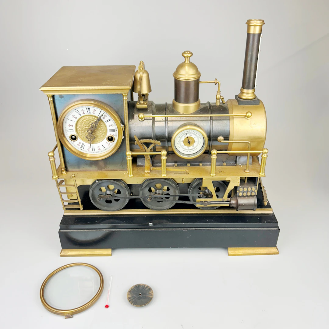 BRONZE STEAM TRAIN CLOCK.