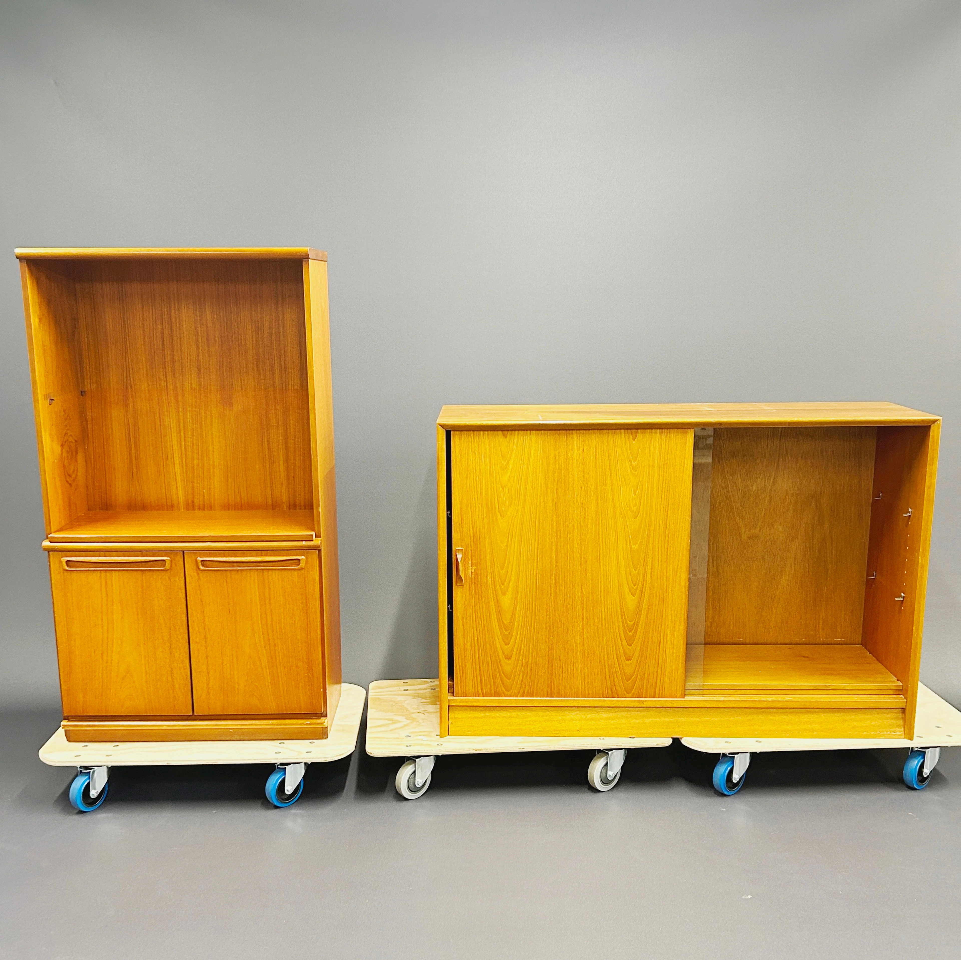 TWO TEAK CABINETS.