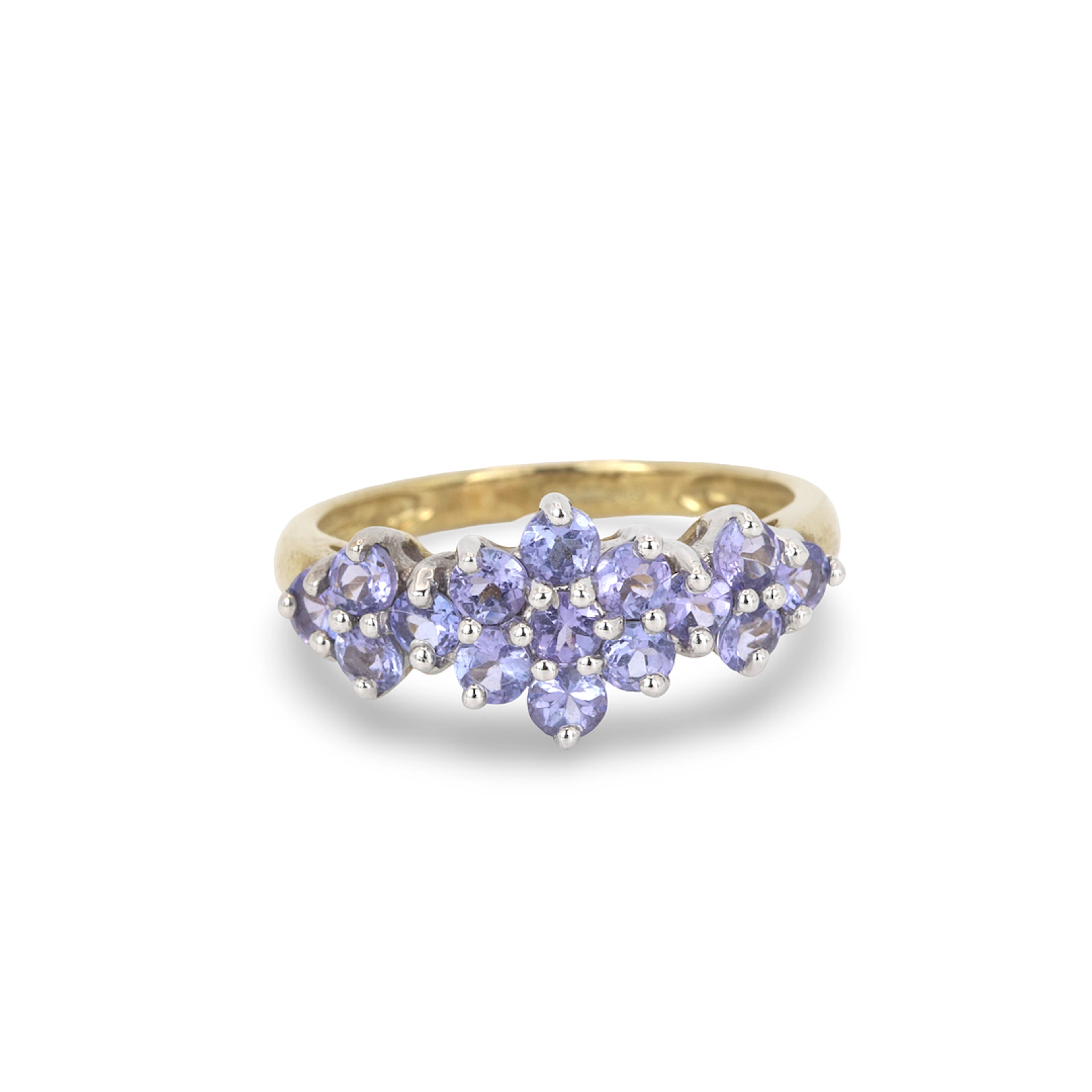 TANZANITE 9CT CLUSTER RING.