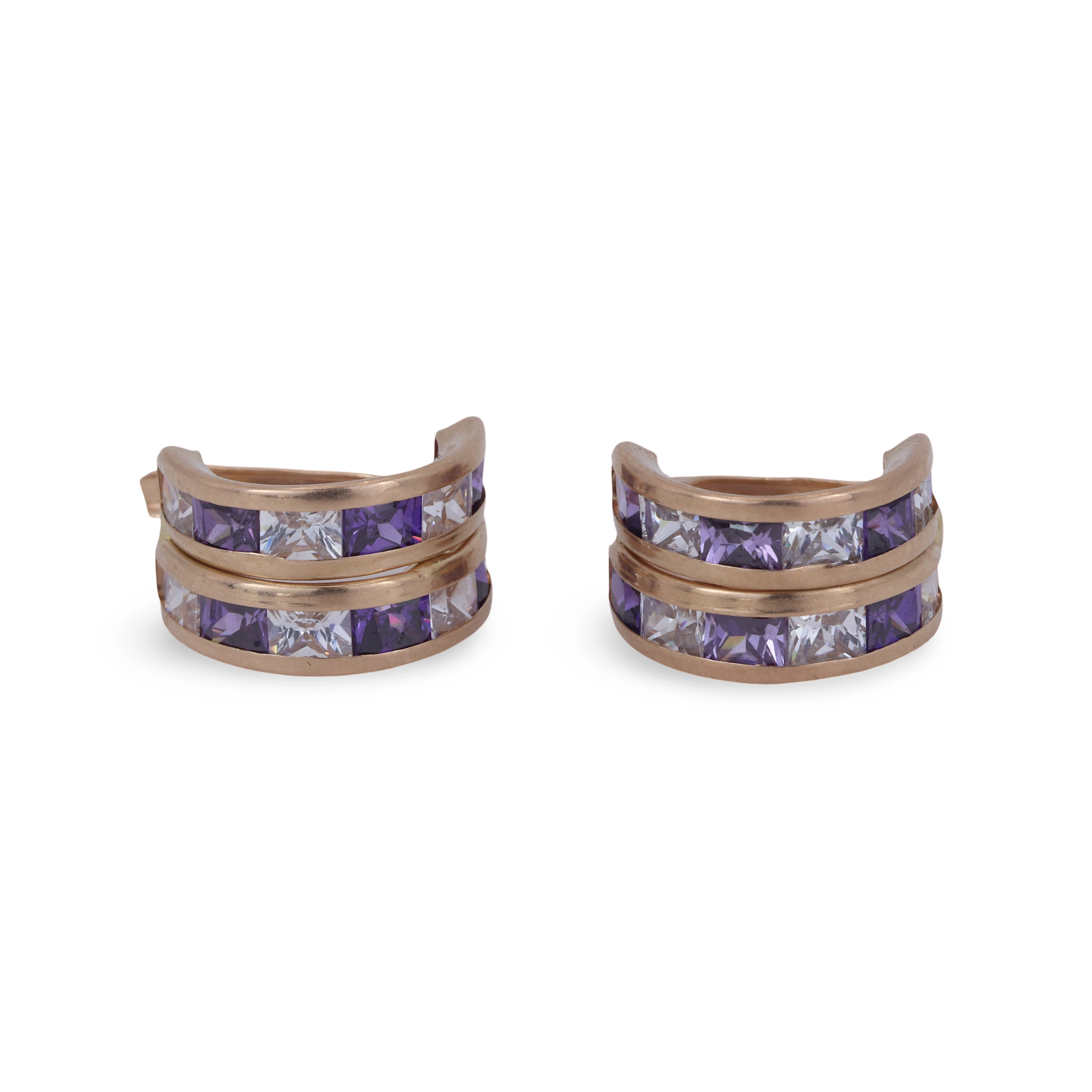 9CT AMETHYST EARRINGS.