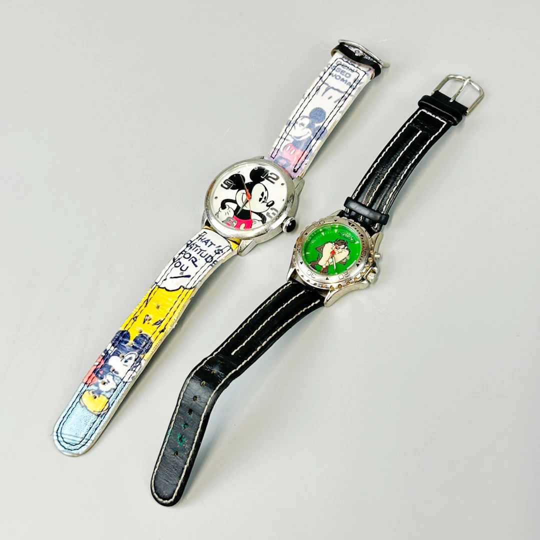 TWO CARTOON CHARACTER WRISTWATCHES.