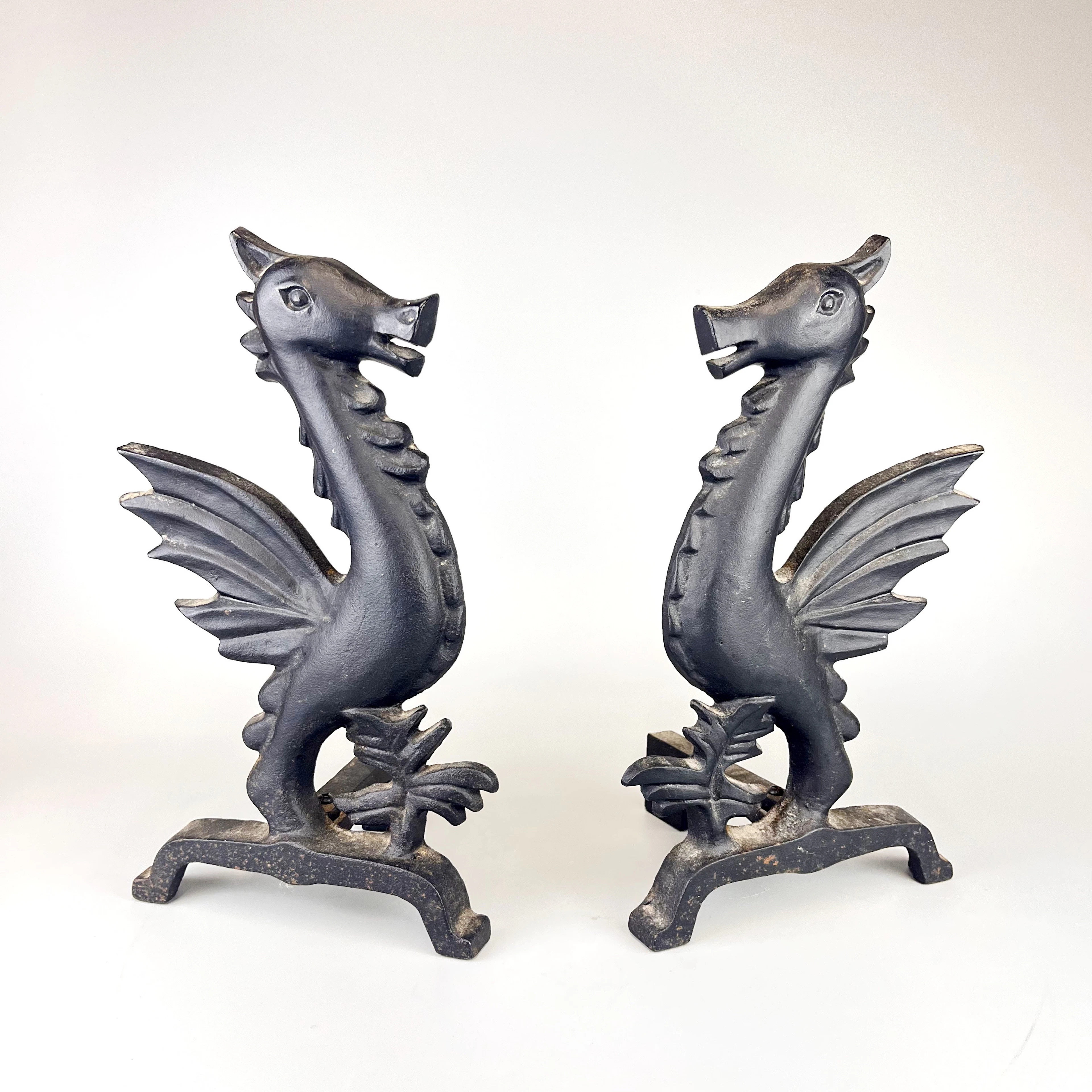 DRAGON ANDIRONS.