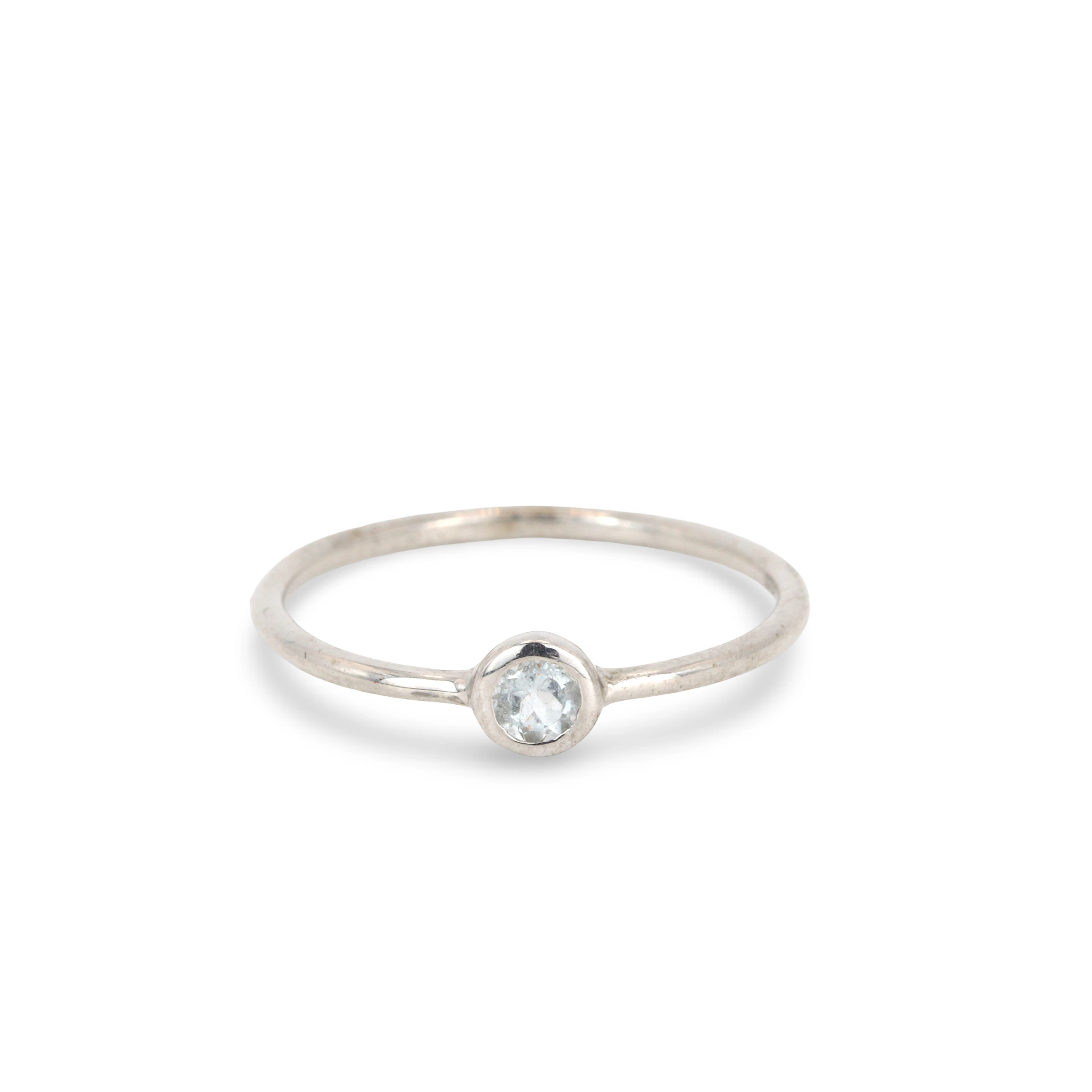 SILVER STONE SET RING.