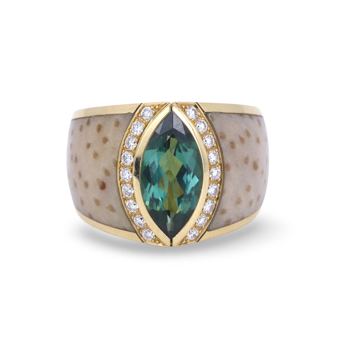 18CT TOURMALINE RING.