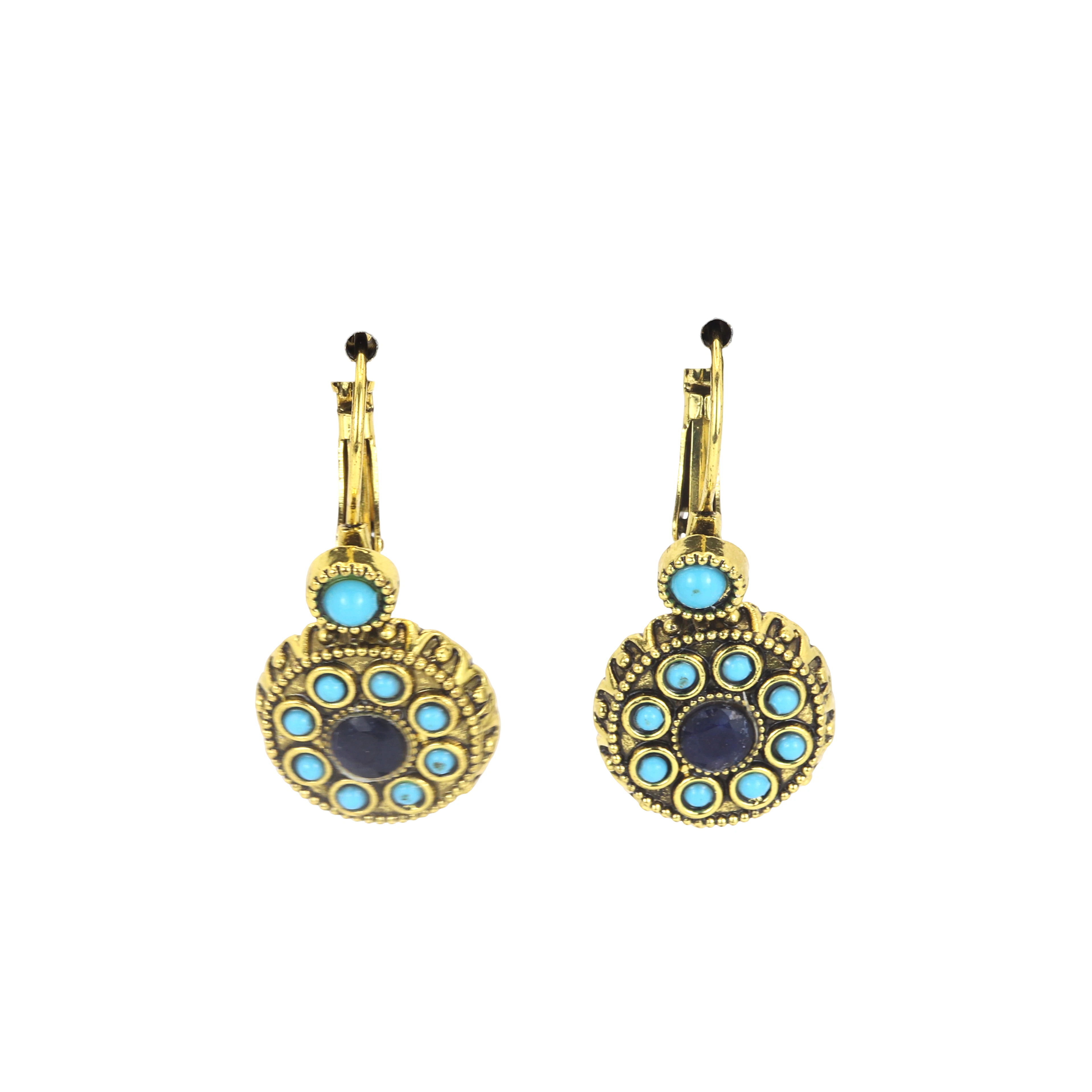 GILT SAPPHIRE EARRINGS.