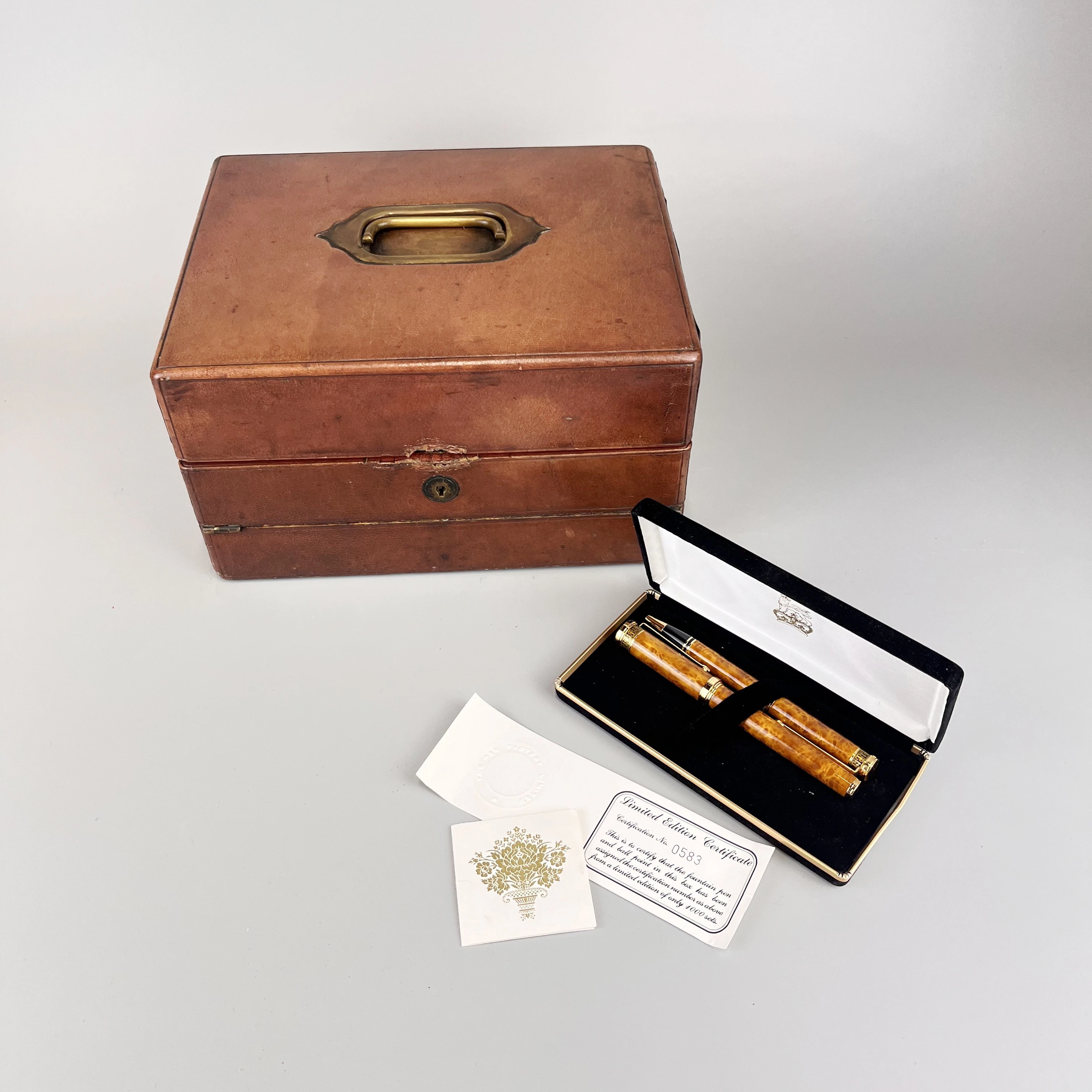 LEATHER CASED WRITING SLOPE ETC.