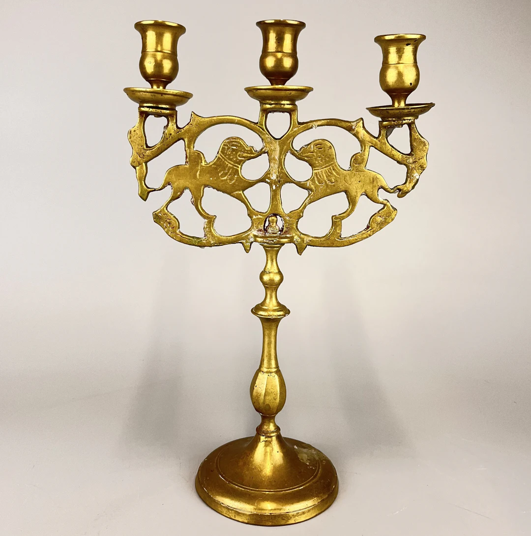 BRASS SHABBAT CANDLE HOLDER.