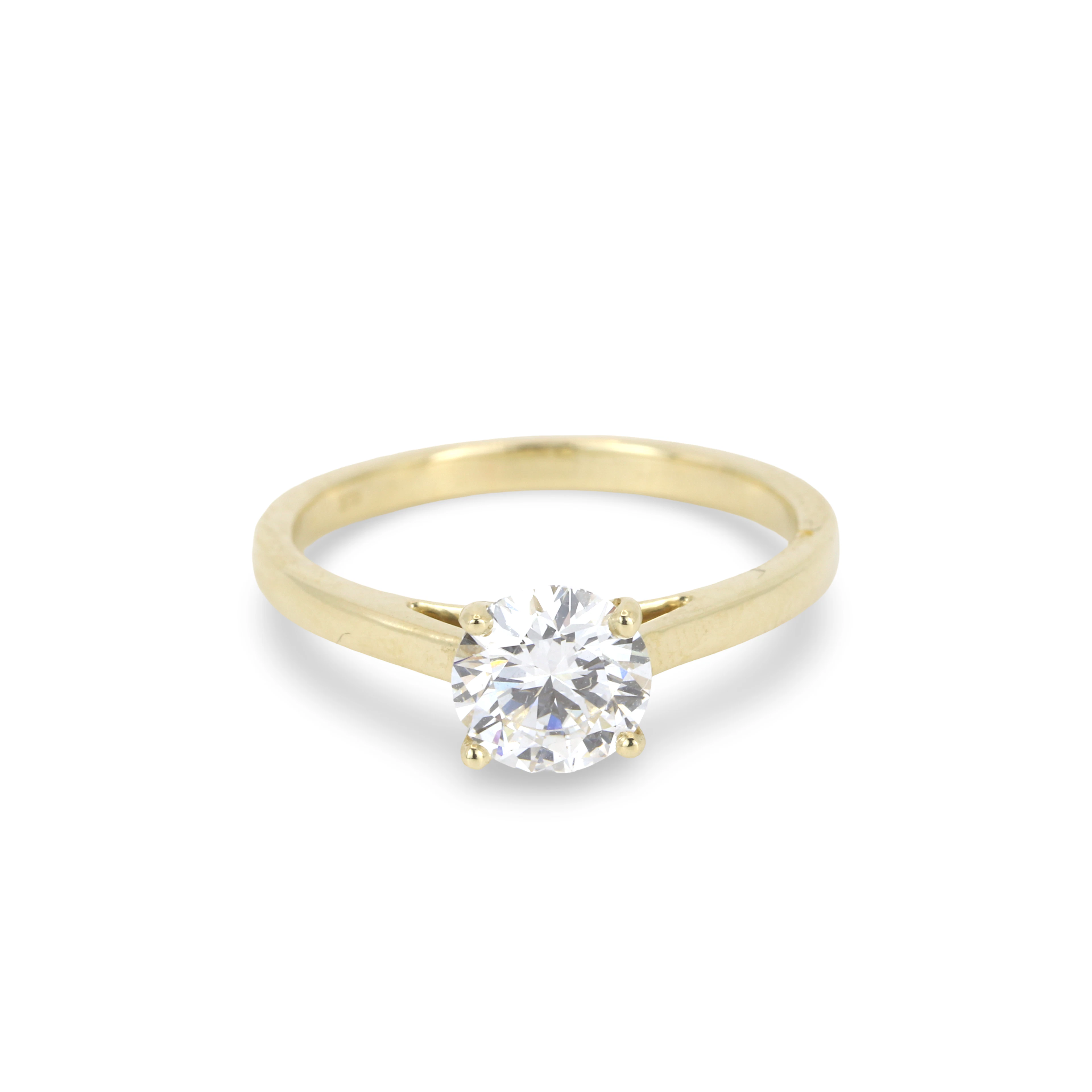 9CT GOLD LAB DIAMOND RING.