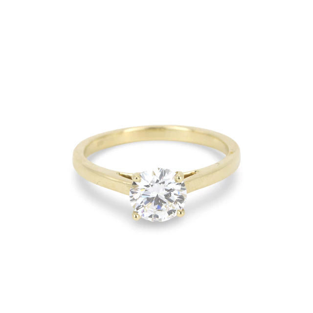 9CT GOLD LAB DIAMOND RING.