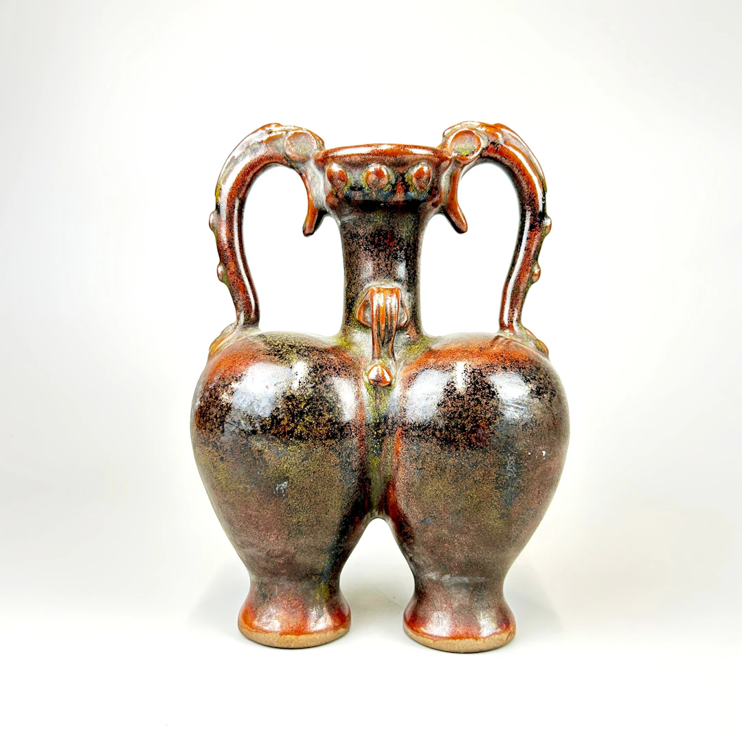 CHINESE POTTERY DOUBLE VASE.