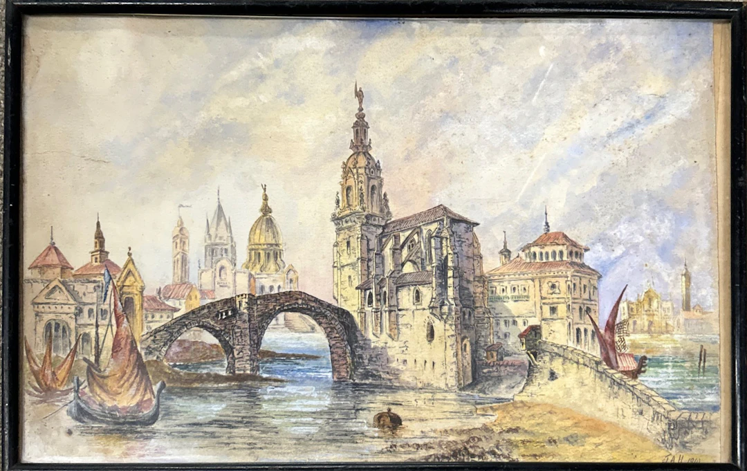 ANTIQUE WATERCOLOUR OF VENICE.