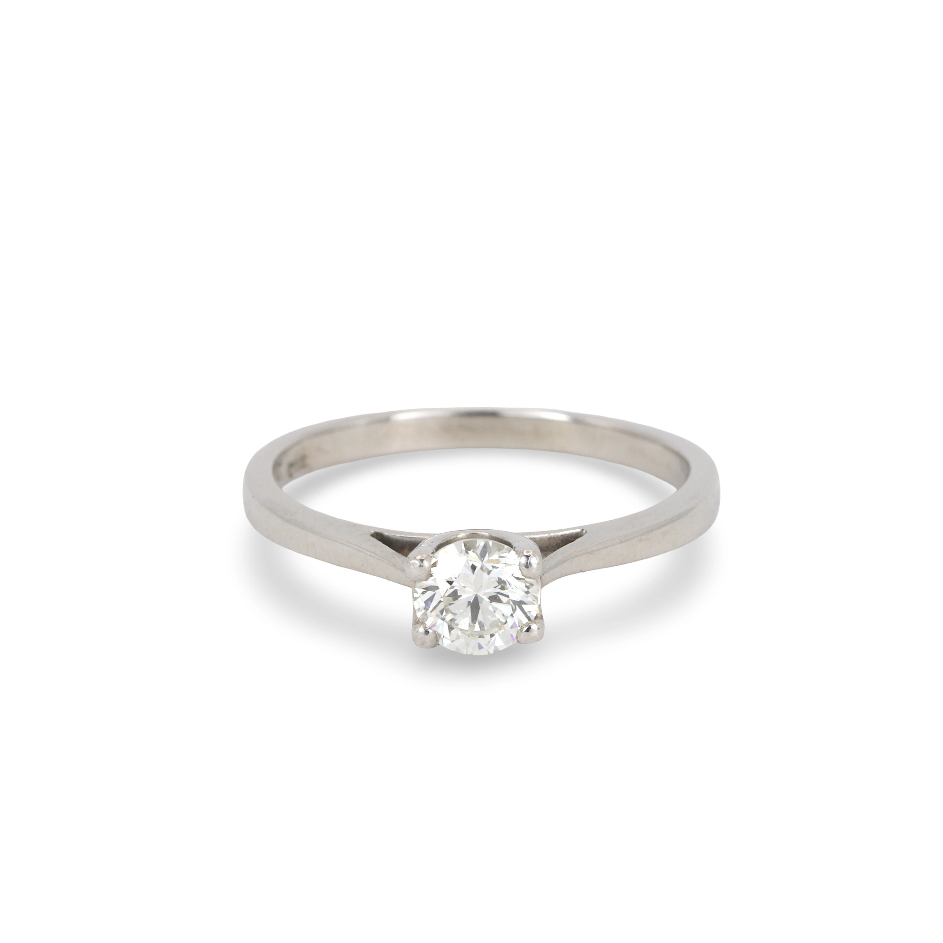 PLATINUM 0.5 CT DIAMOND SOLITAIRE RING.