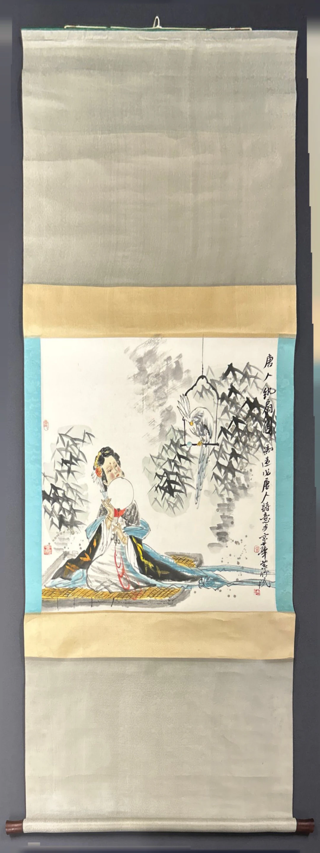 CHINESE SILK MOUNTED SCROLL.
