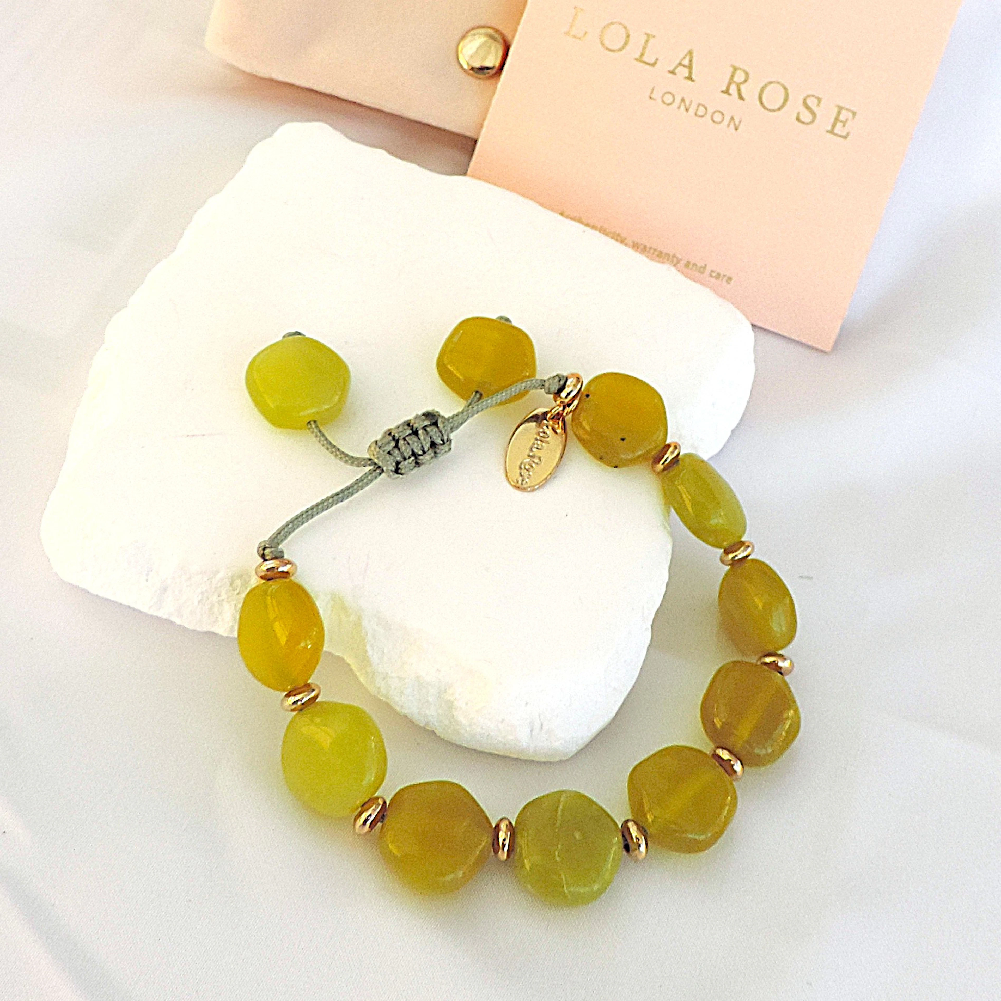 LOLA ROSE LONDON CHUNKY MUSTARD AGATE BRACELET.