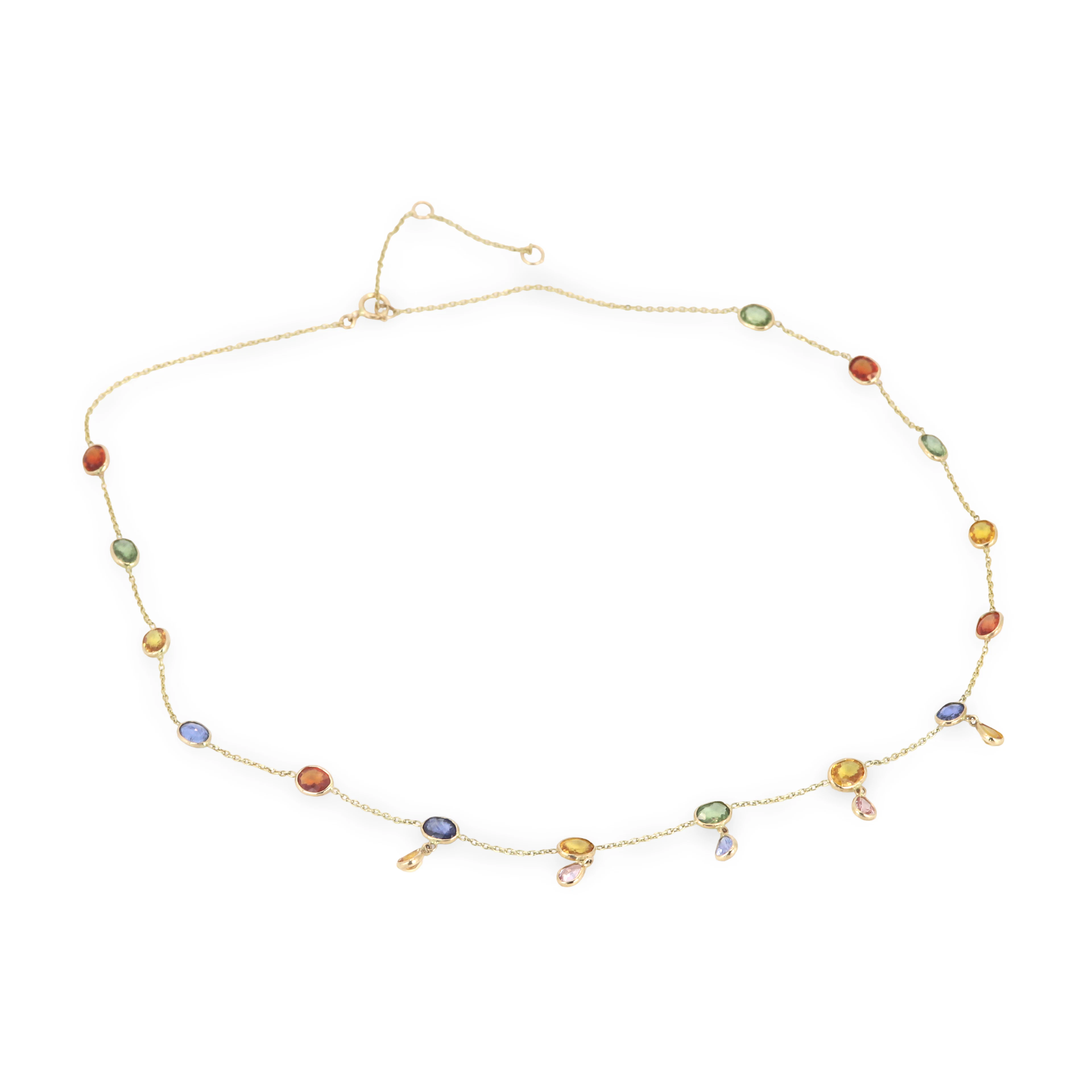 14CT GOLD SAPPHIRE NECKLCACE.