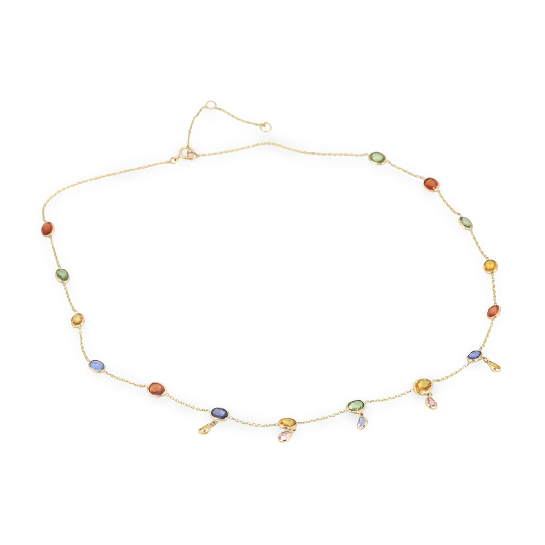 14CT GOLD SAPPHIRE NECKLCACE.