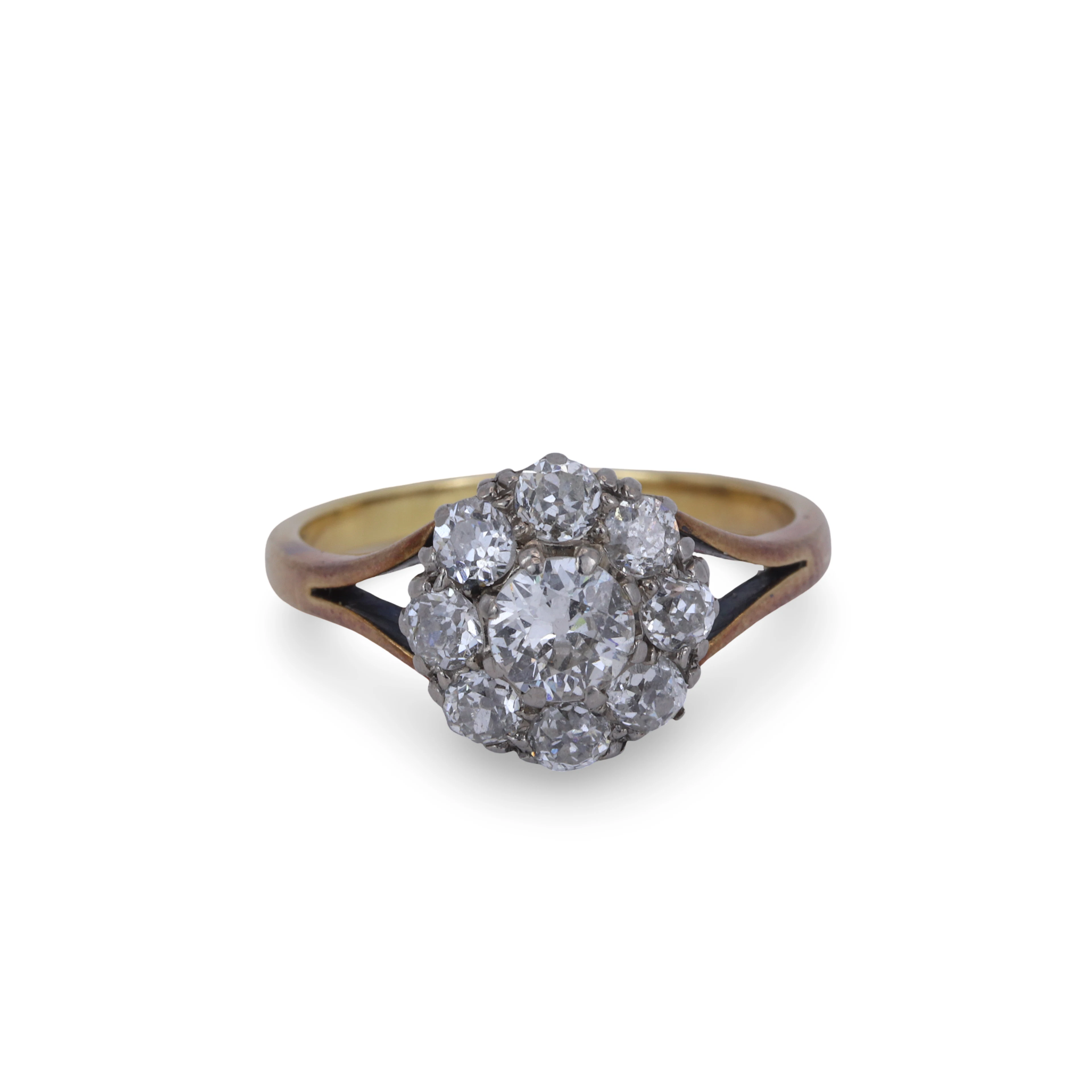 18CT GOLD OLD CUT DIAMOND RING.