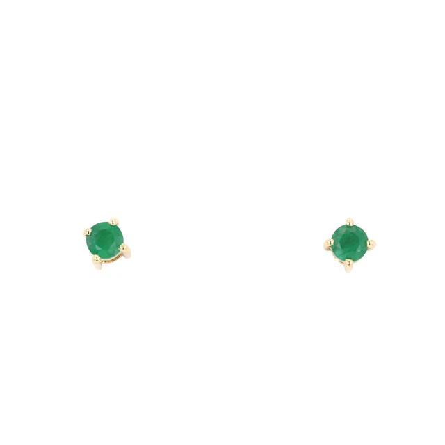 18CT EMERALD STUD EARRINGS.