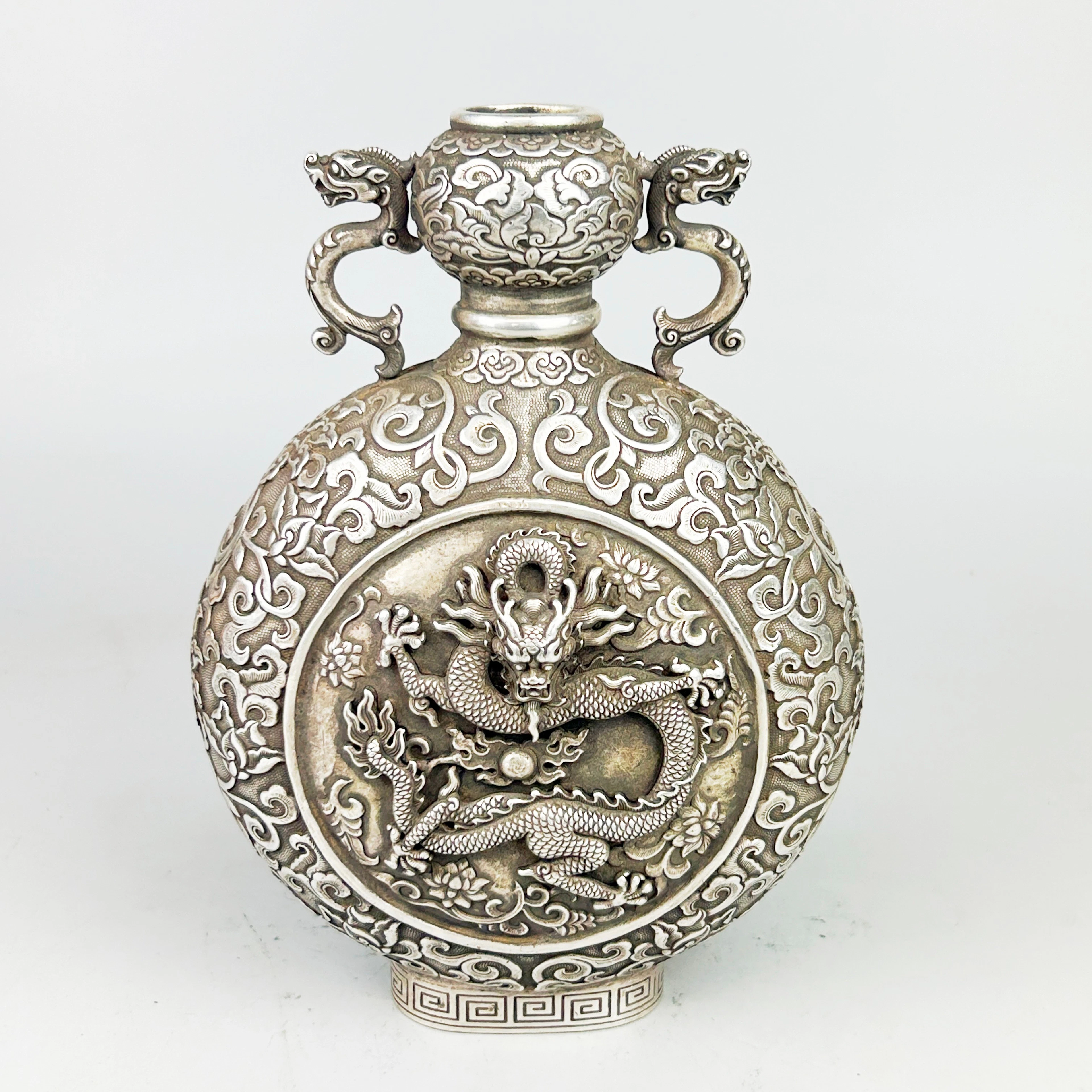 CHINESE SILVERED MOON VASE.